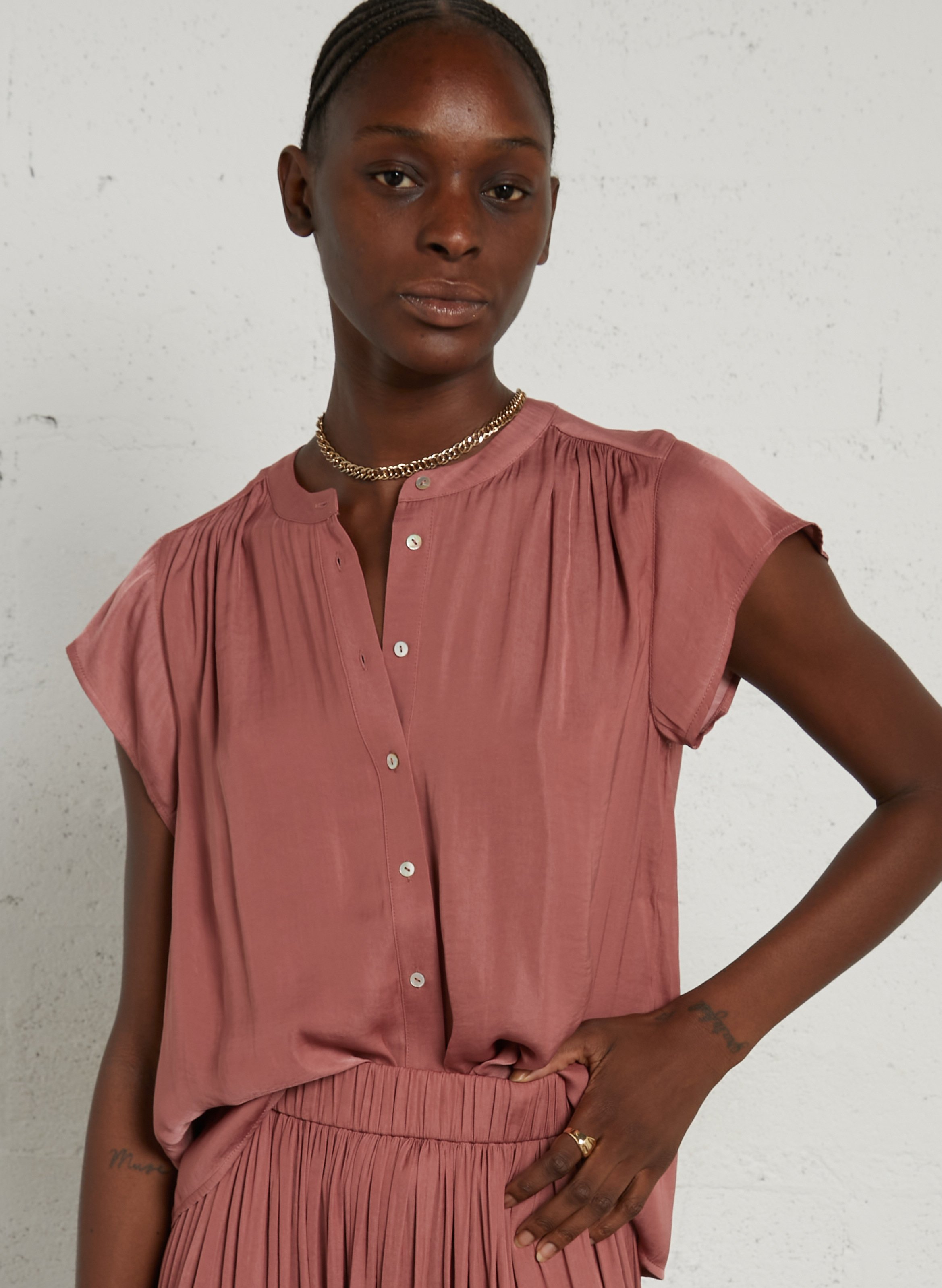 Chemise col rond MAISON 123 Rose