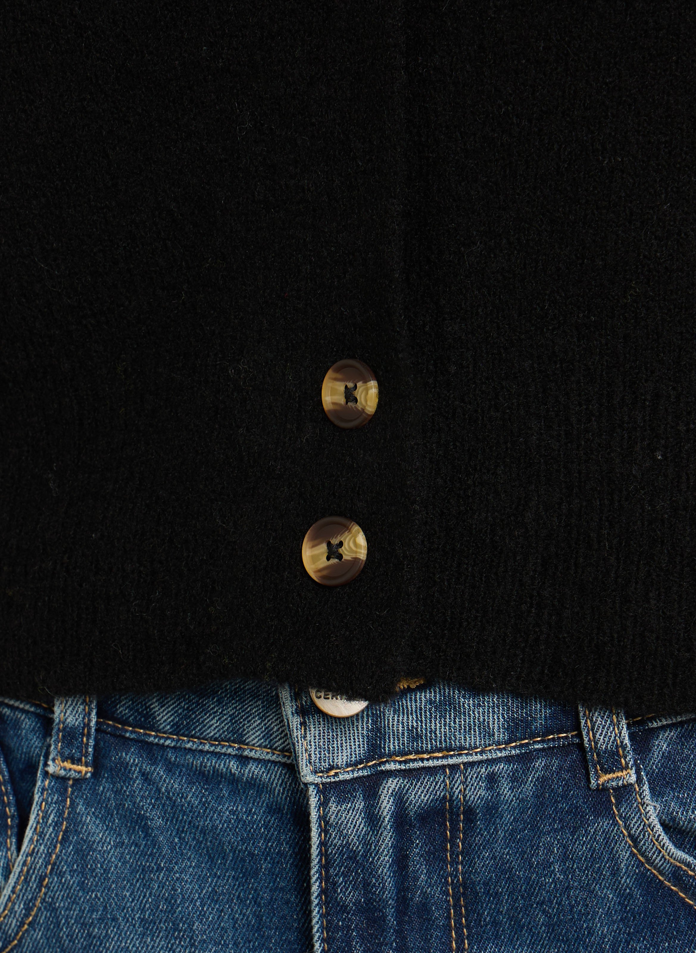 Pull col rond droit en laine mélangée NICE THINGS Noir