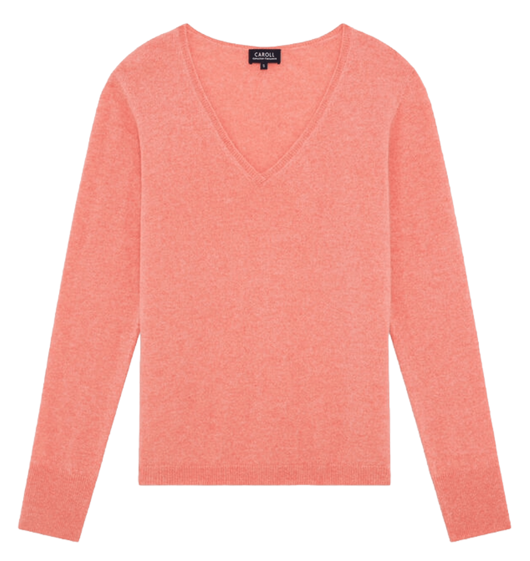 Solid cashmere V-neck sweater | Pink CAROLL Women