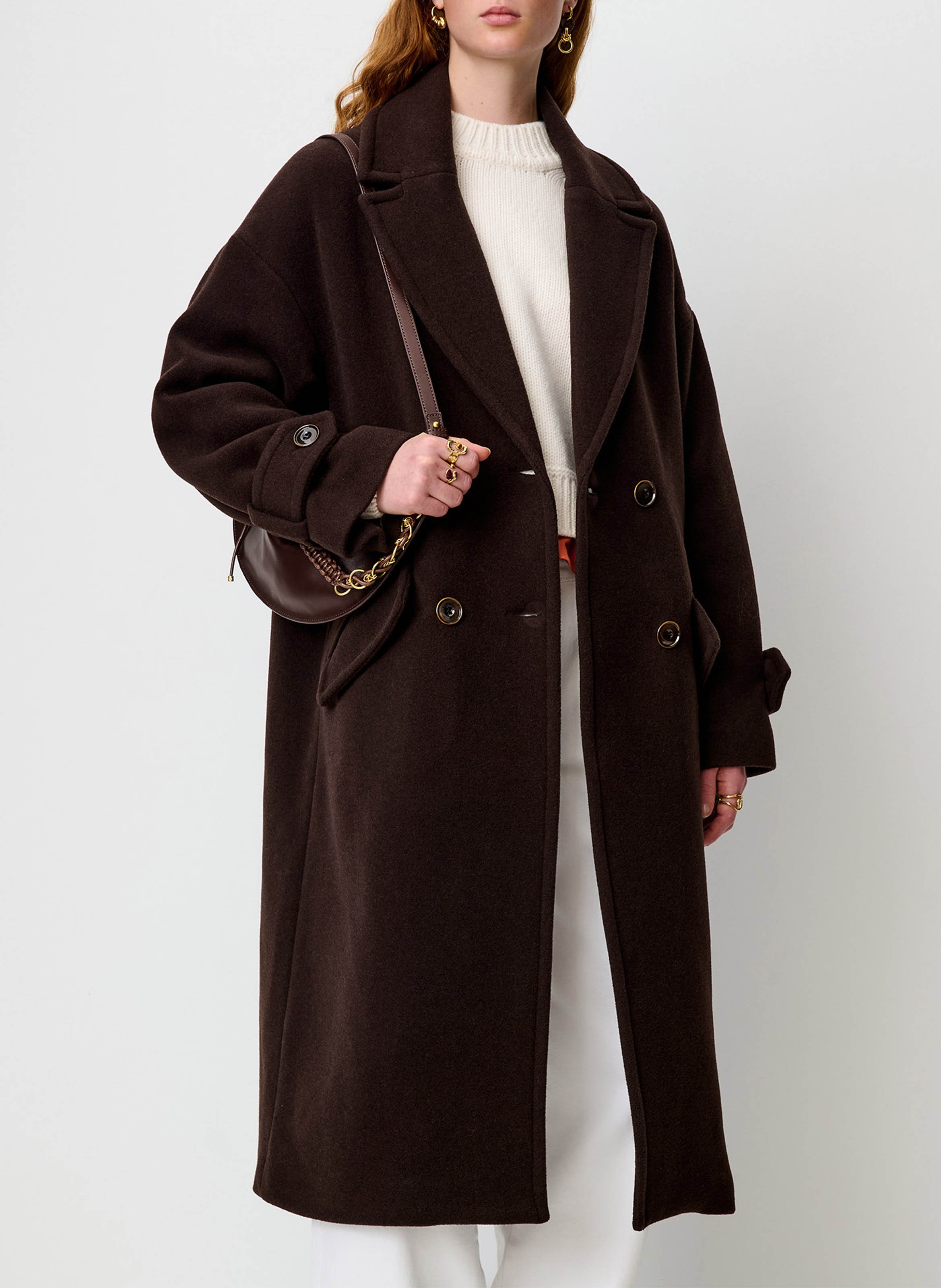 Oversized jas met reverskraag van gemengd wol SESSUN Bruin