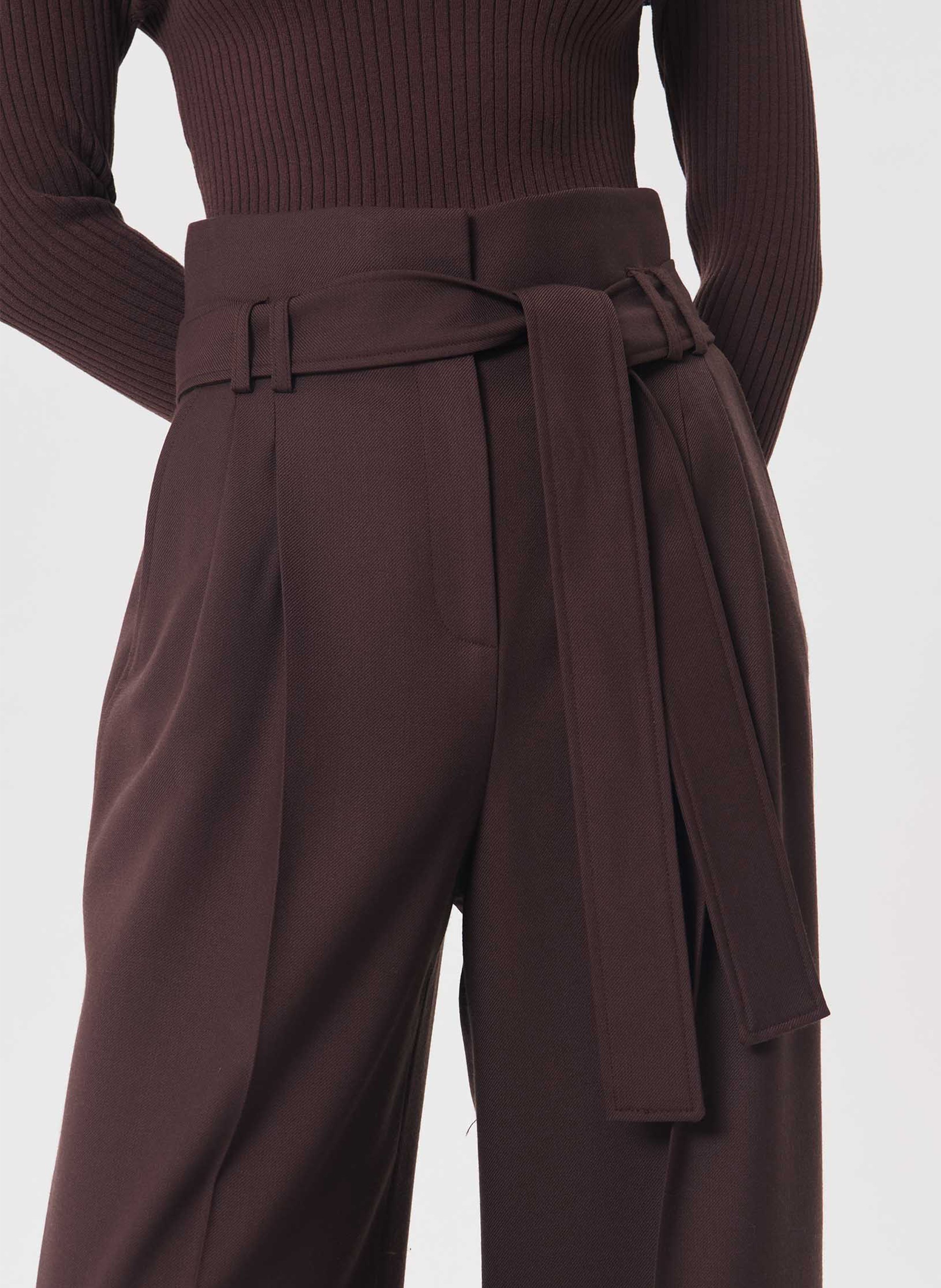 High-waisted wide-leg belted trousers TARA JARMON Brown