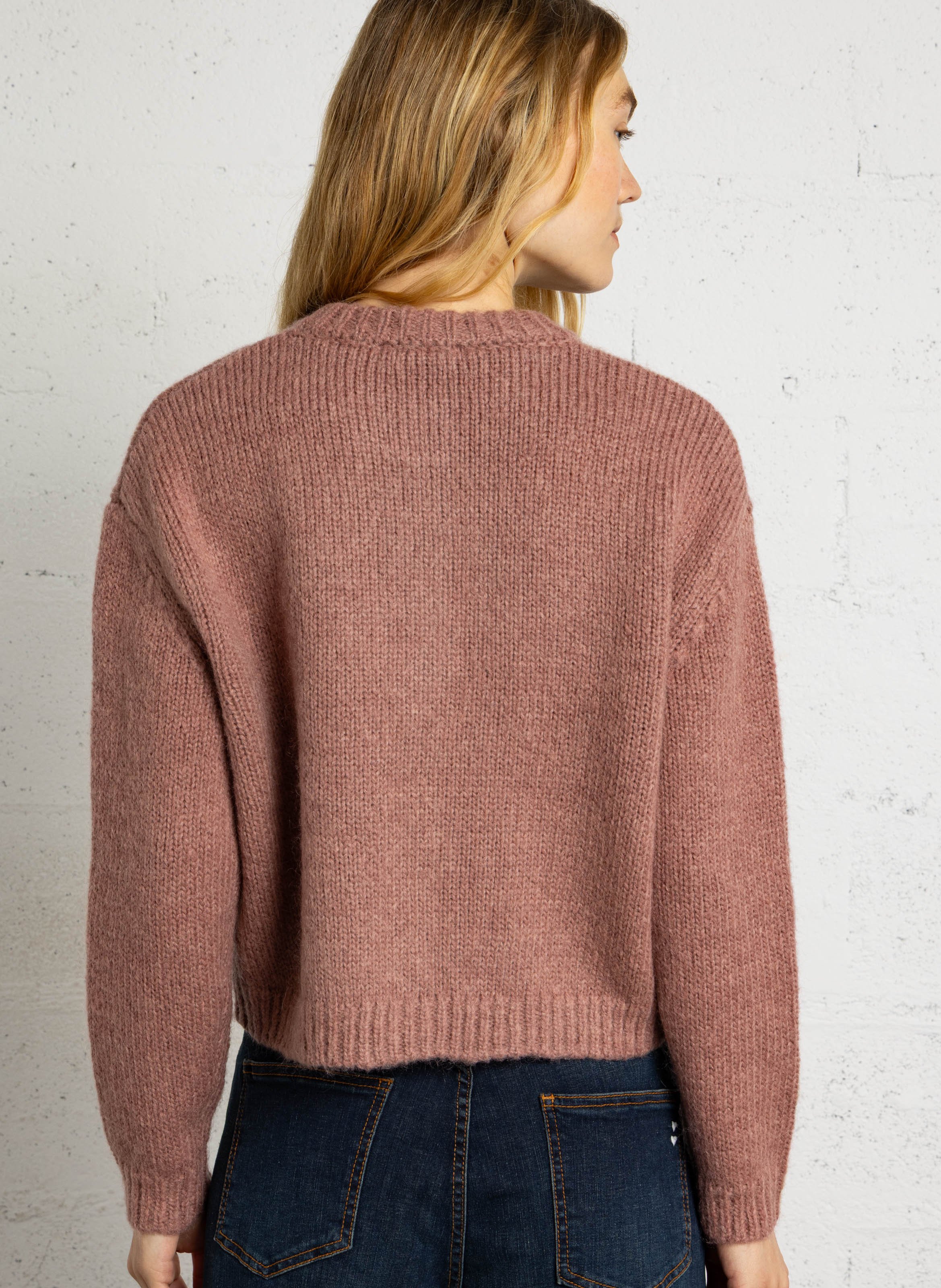 Cárdigan recto de cuello redondo HOD PARIS Rosa