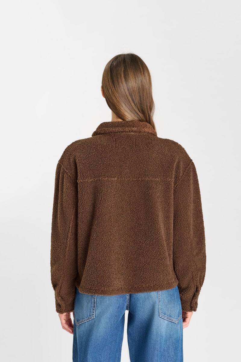 High-Neck Snap-Button Jacket LE TEMPS DES CERISES Brown