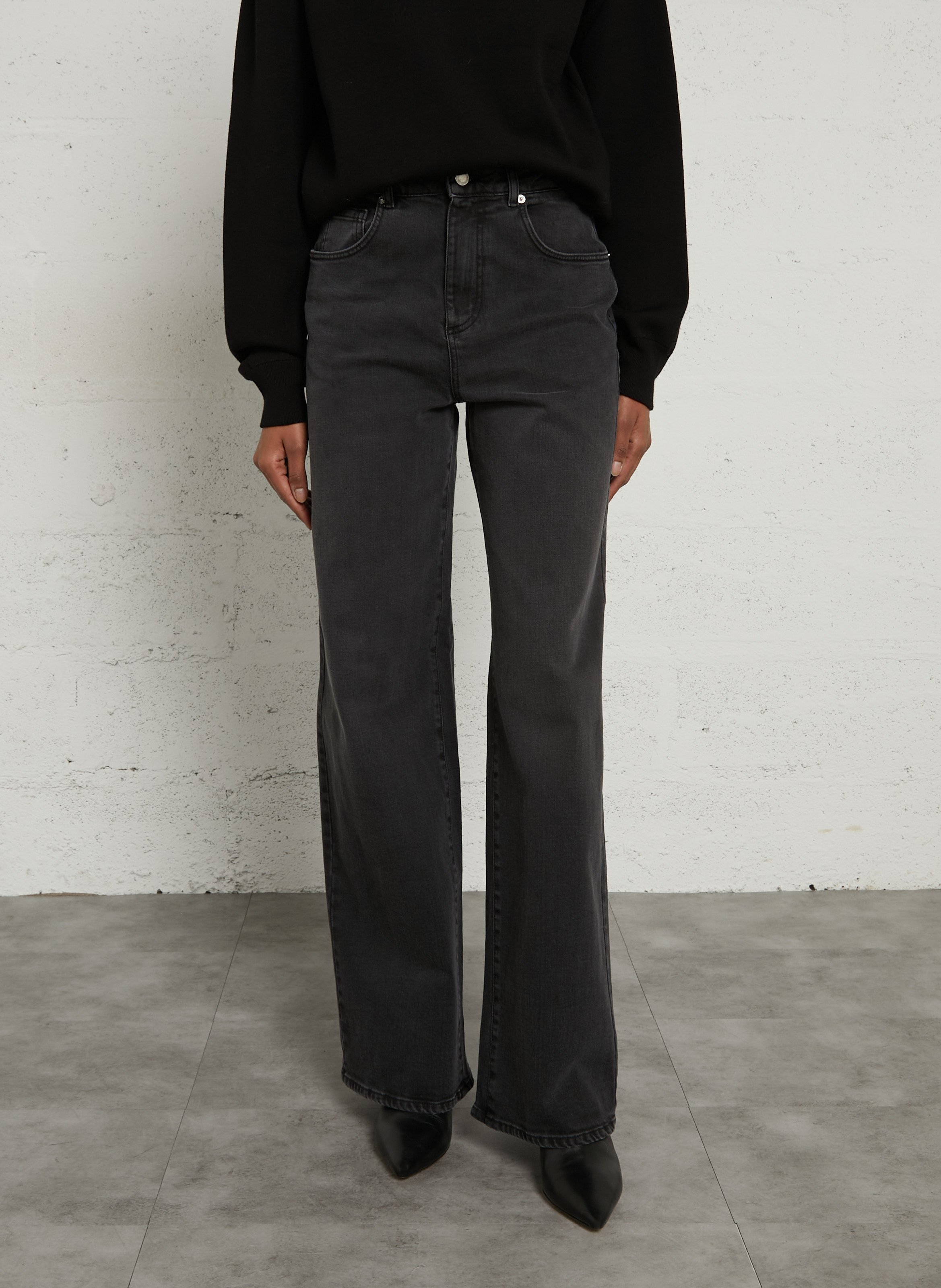 Hoge taille wijde effen jeans IKKS Grijs