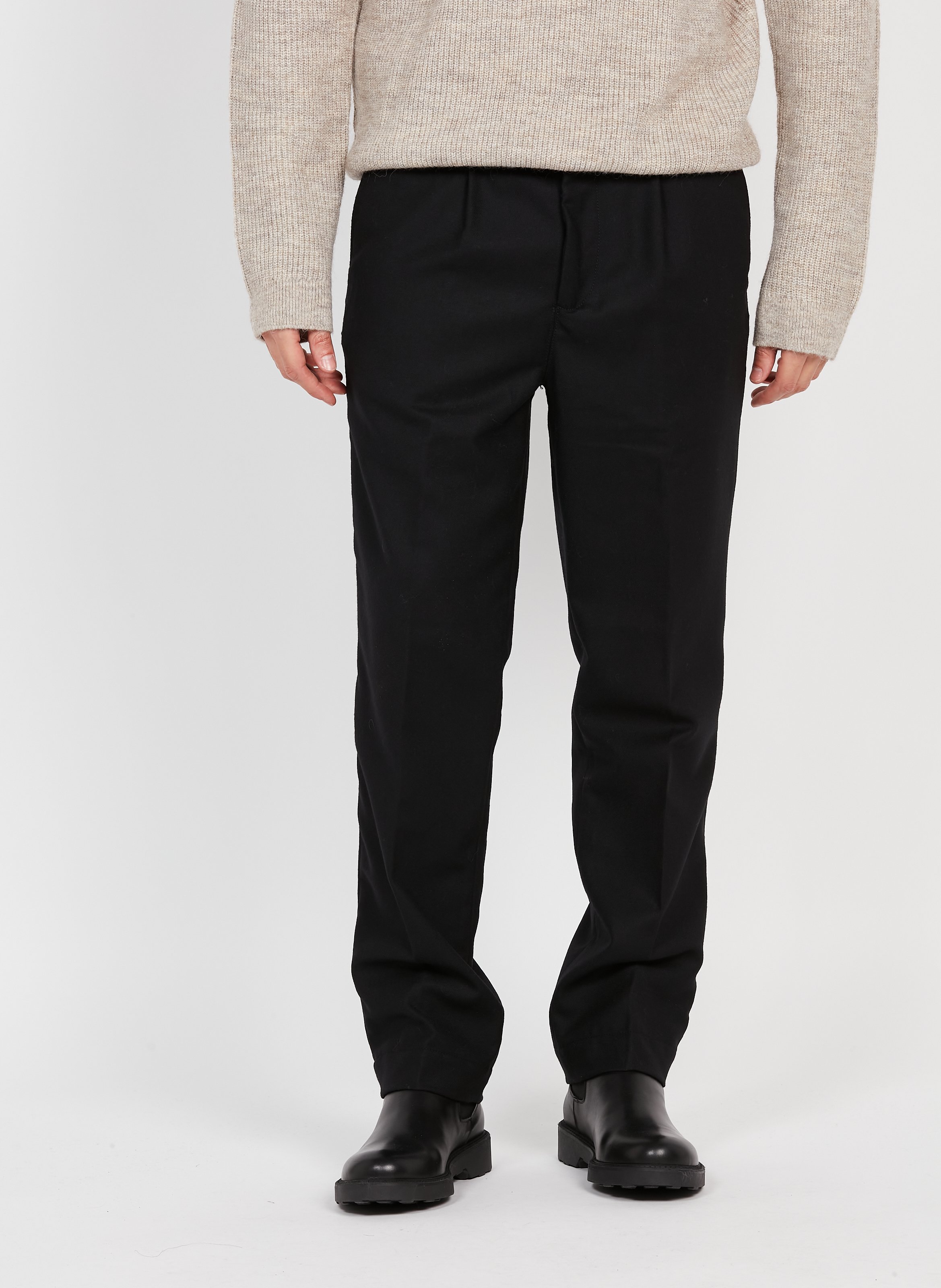 Pantalon à pinces droit en laine SAISON 1865 Marron