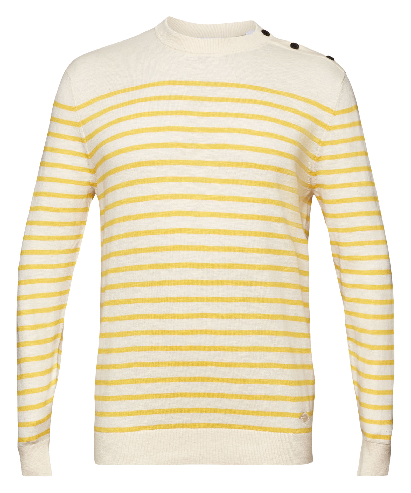 Striped straight cotton round-neck sweater ESPRIT Yellow