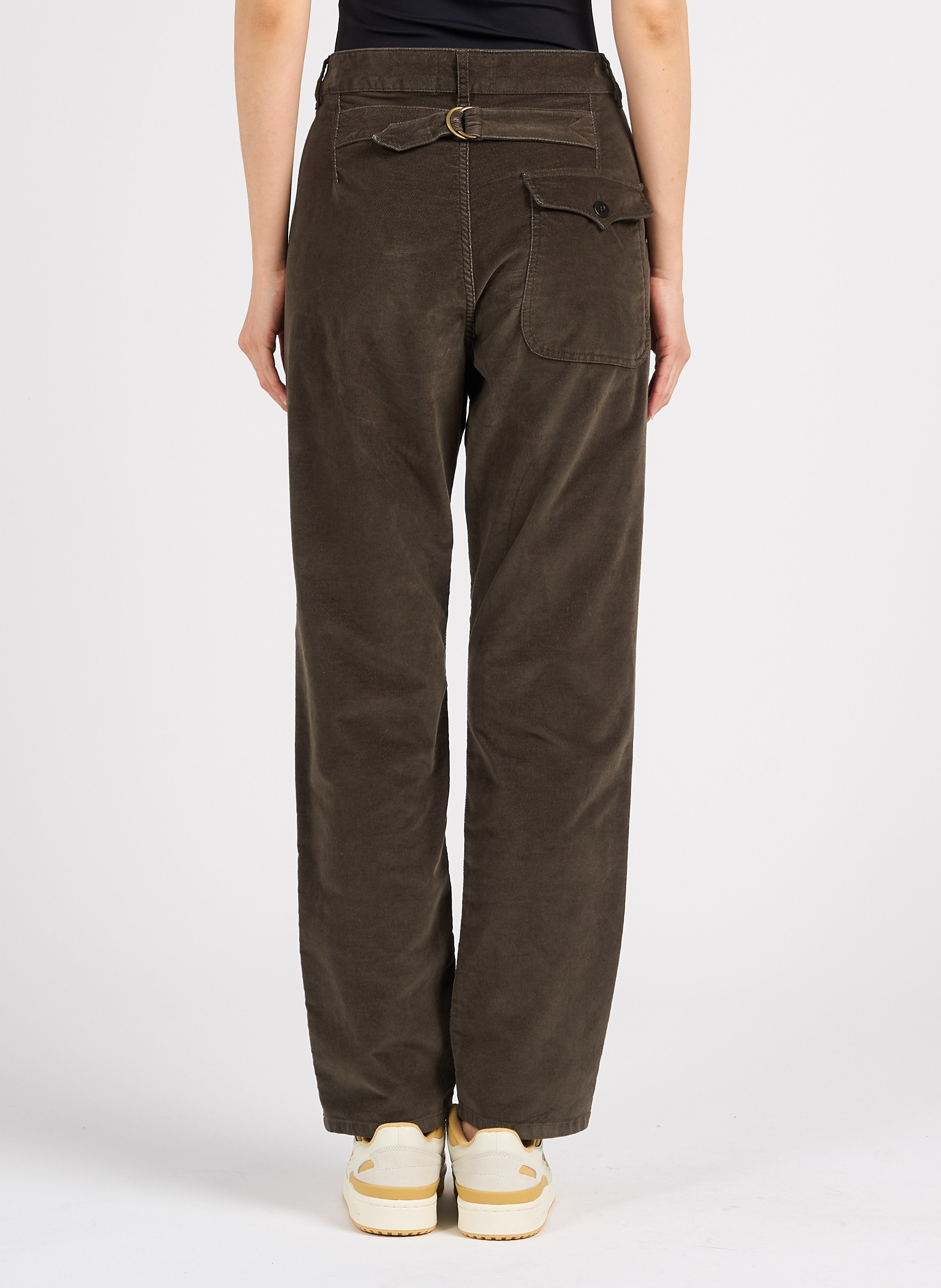 Gerade geschnittene Hose aus gemischtem Baumwoll-Velours. ACQUAVERDE Grun