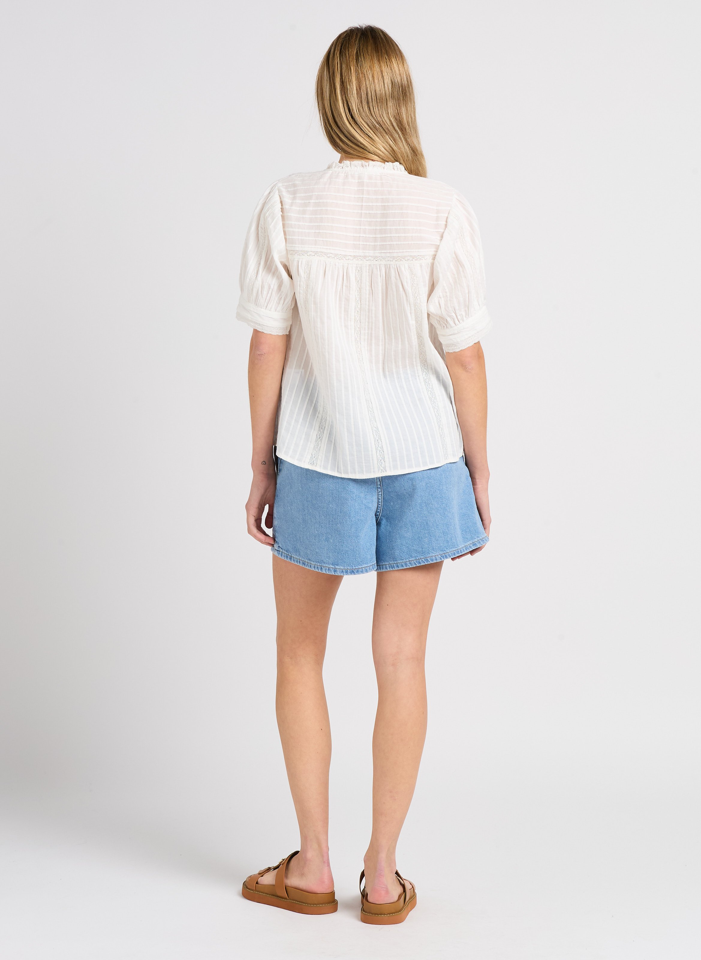 High-waisted cotton shorts BA&SH Blue