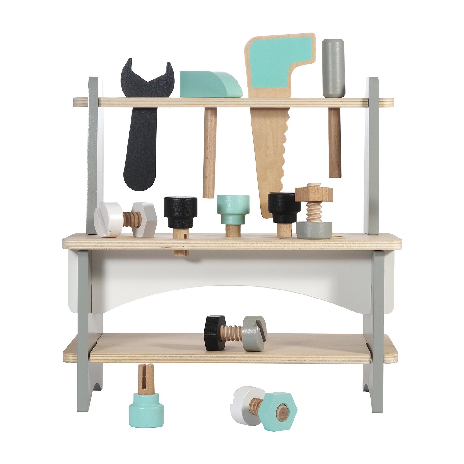 Wooden DIY workbench with tools KINDSGUT Blue