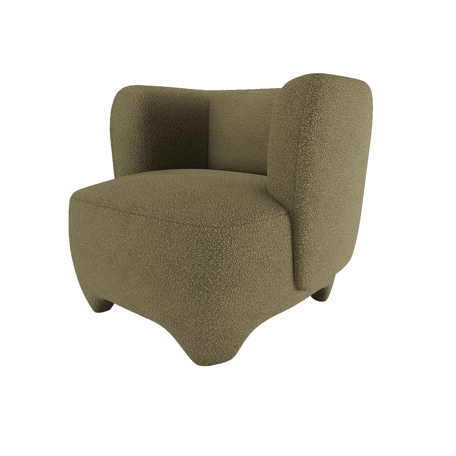 NOA - Khaki green bouclé wool armchair POTIRON PARIS Green