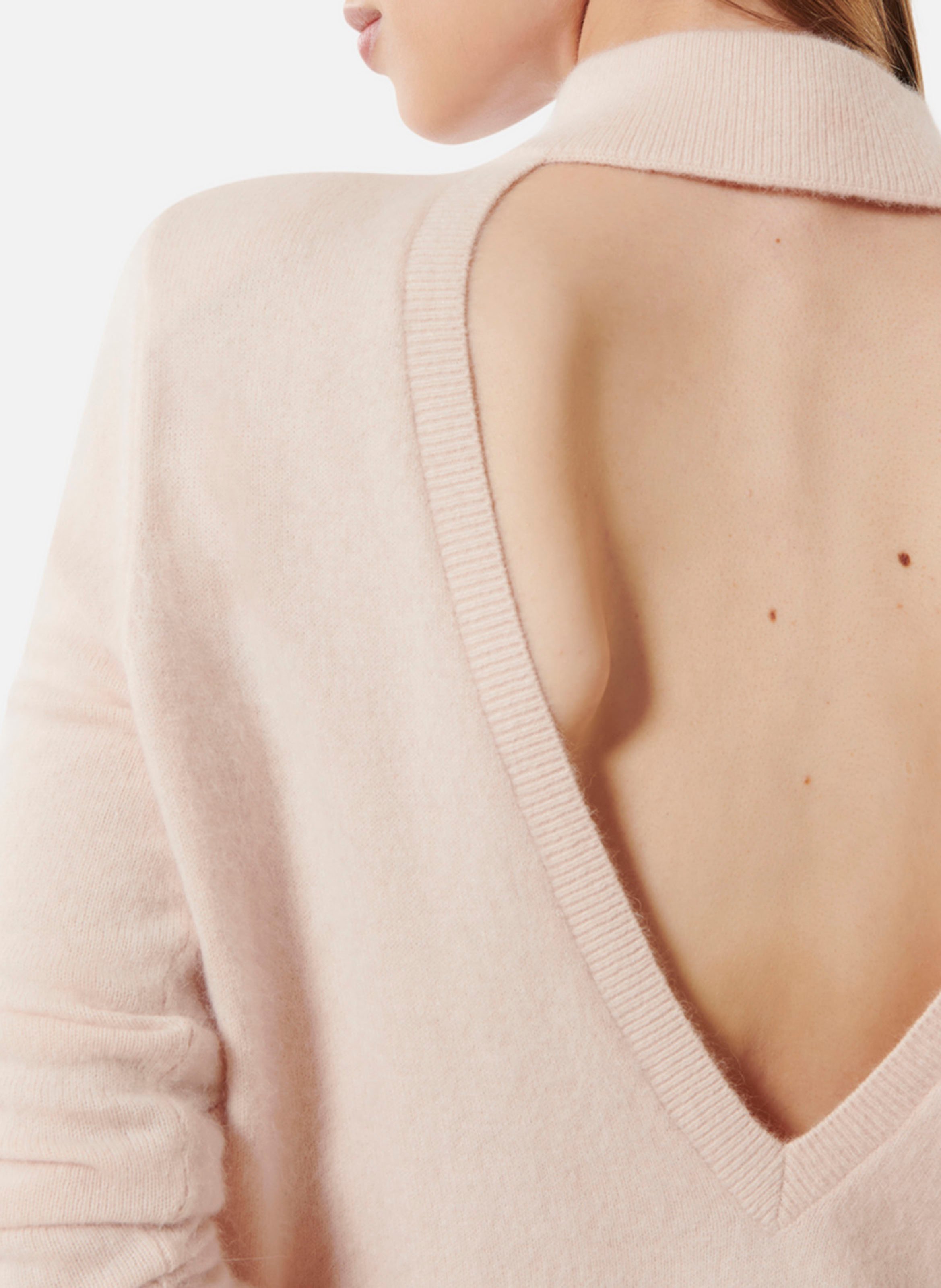 Effen trui van wolmix met lange mouwen en kant KARMA KOMA Beige