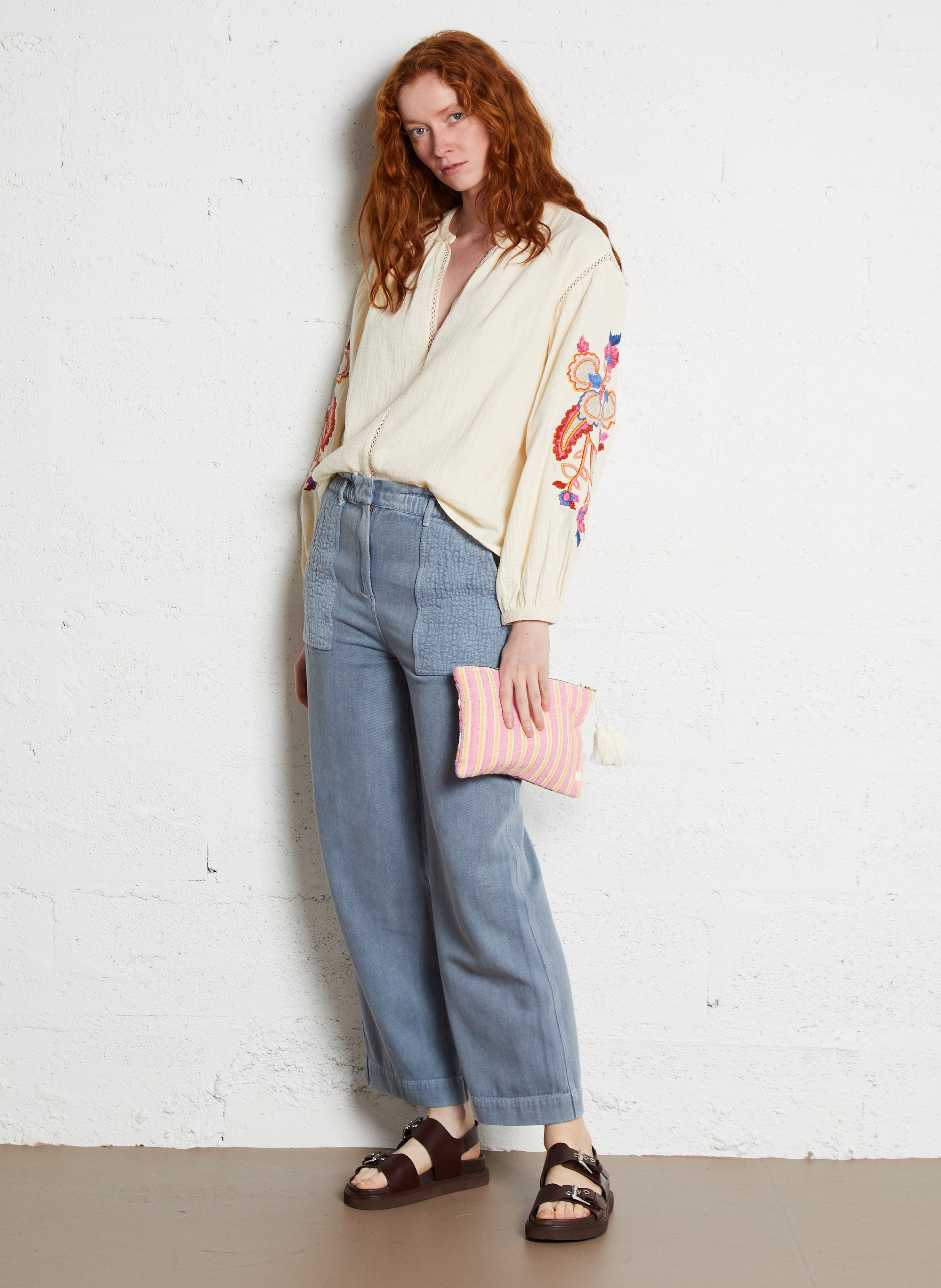 Pantalon droit en coton bio LOUISE MISHA Gris