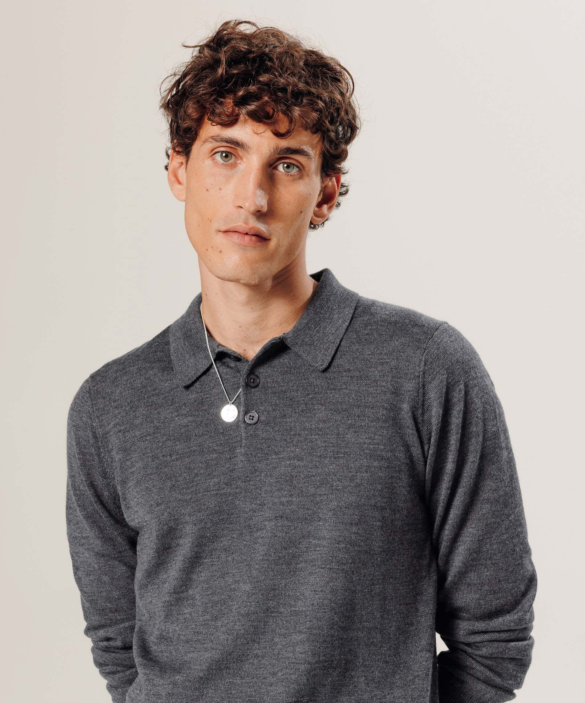 Pull col v en laine mérinos RODIER Gris