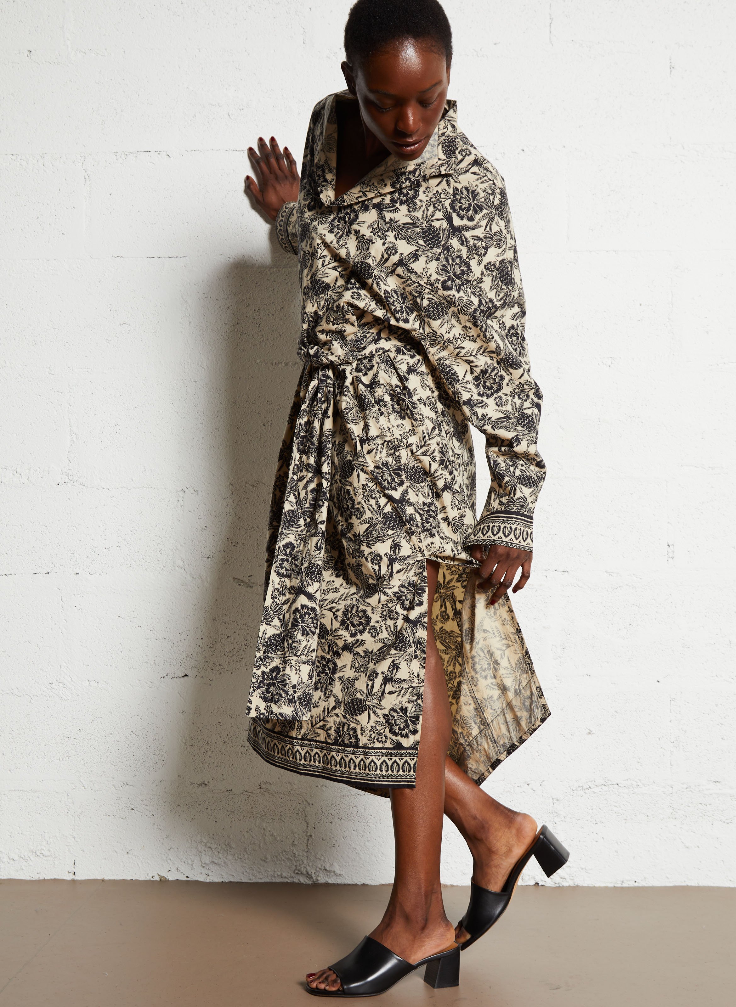 Langes Baumwollkleid mit Print  LAURENCE BRAS Schwarz