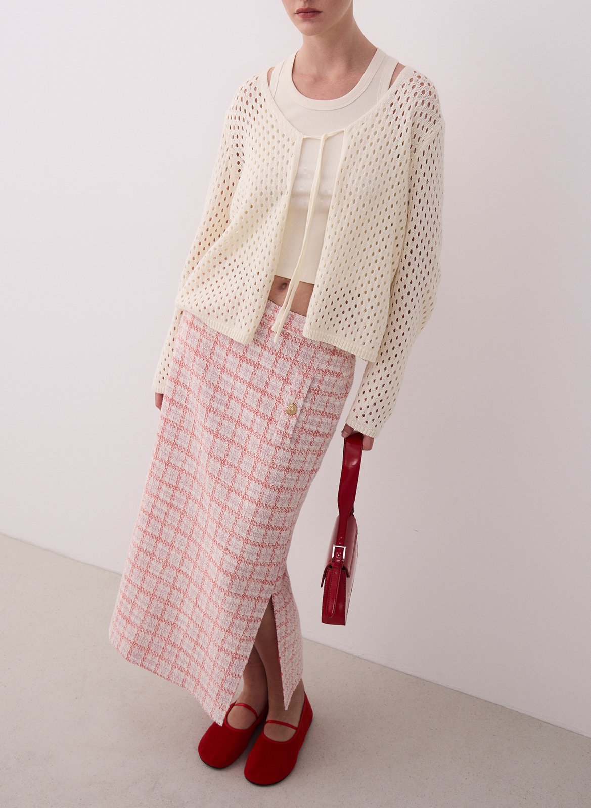 Recht vest | katoenblend Beige