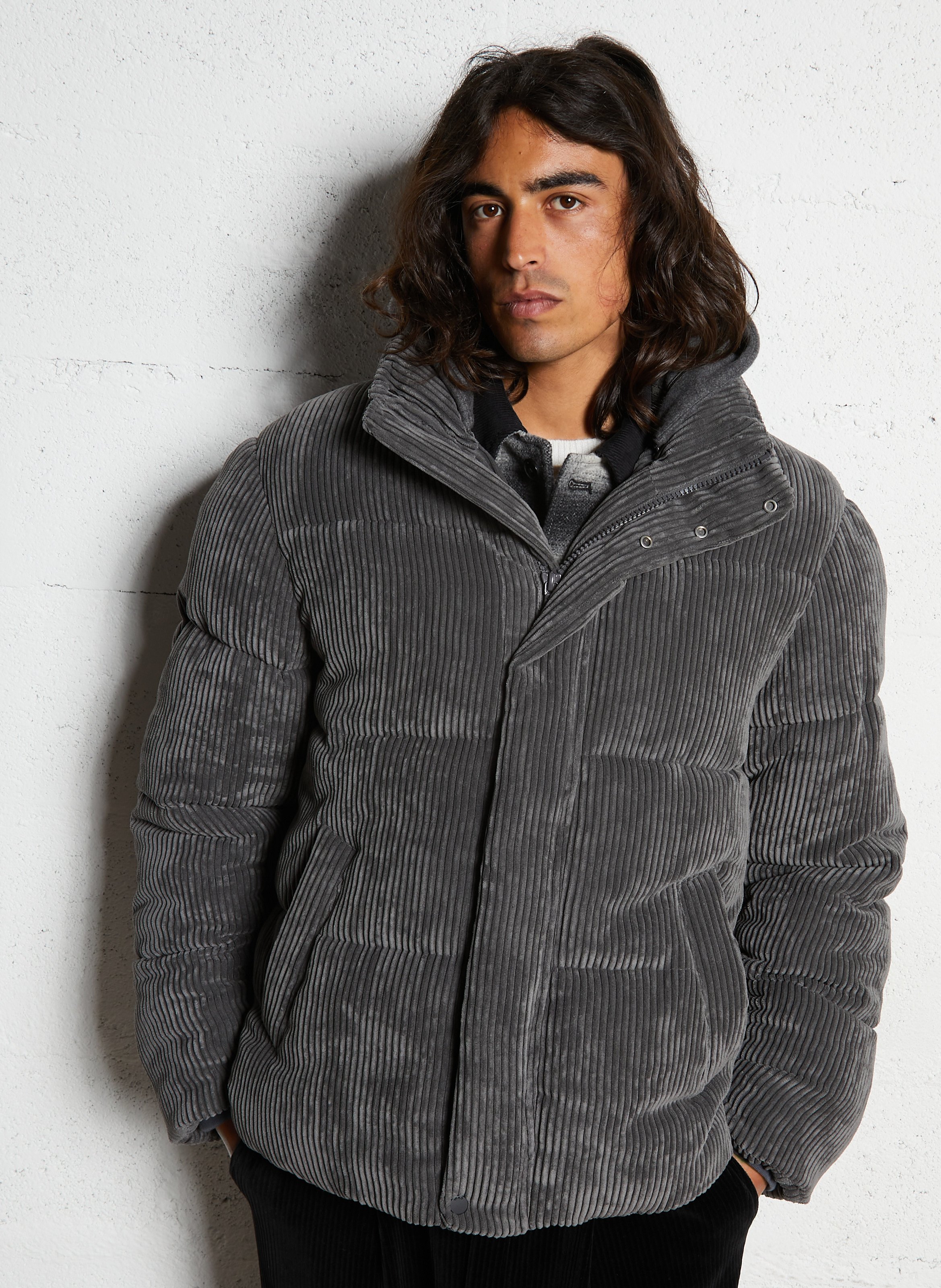 Oversize gerippte Daunenjacke IKKS Grau