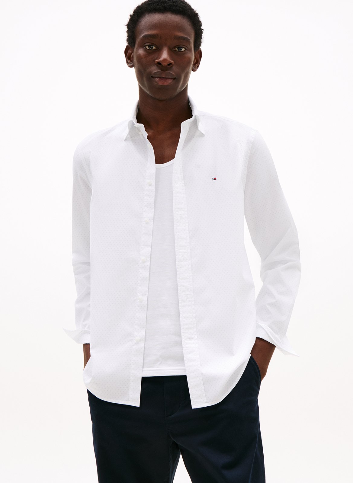 Straight printed cotton shirt TOMMY HILFIGER White