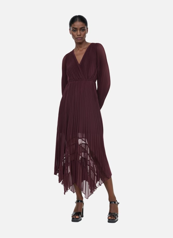 kooples pleated dress Pleated long dress with navy blue lace Women