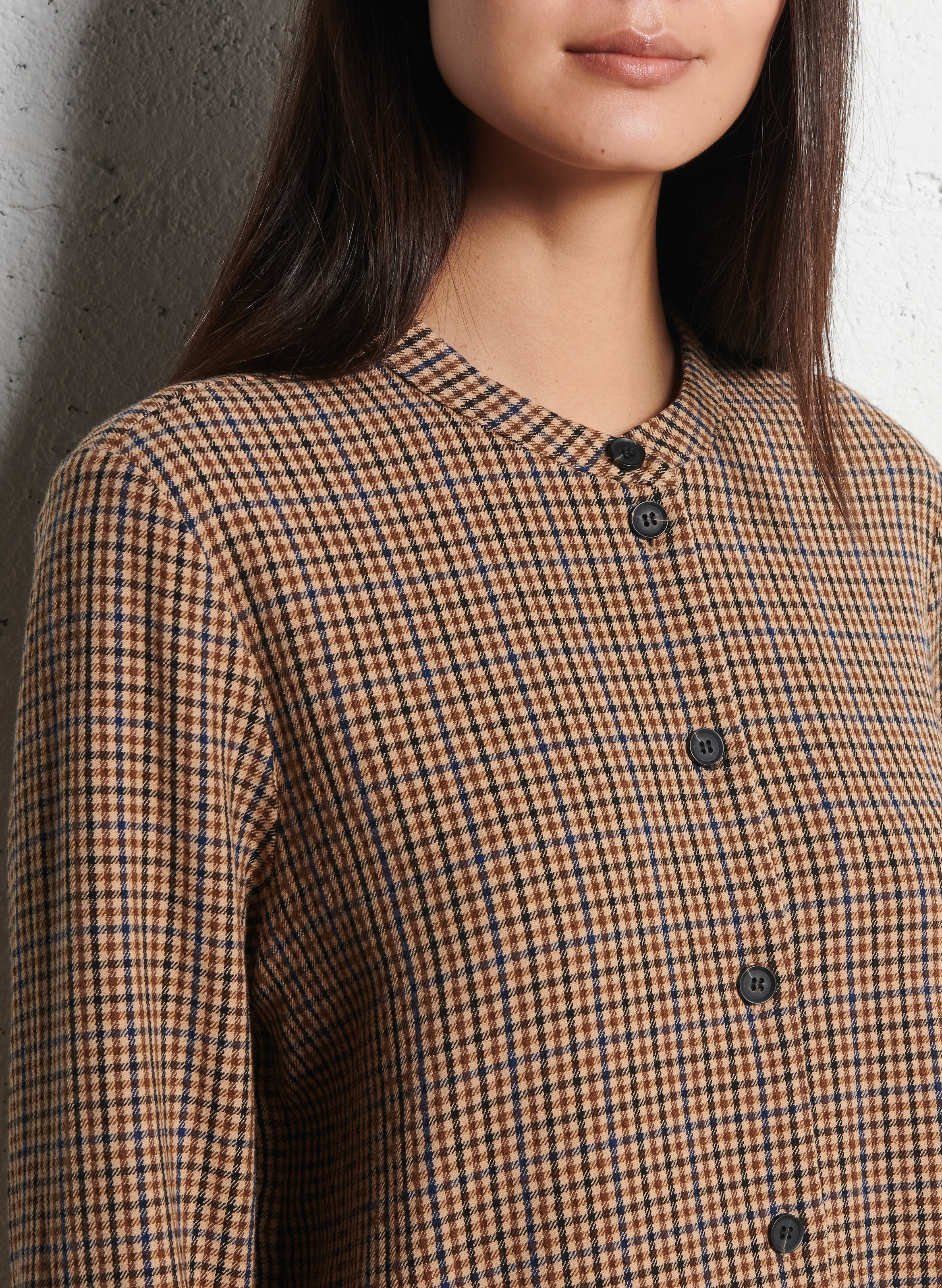 Oversized checkered overshirt NICE THINGS Beige