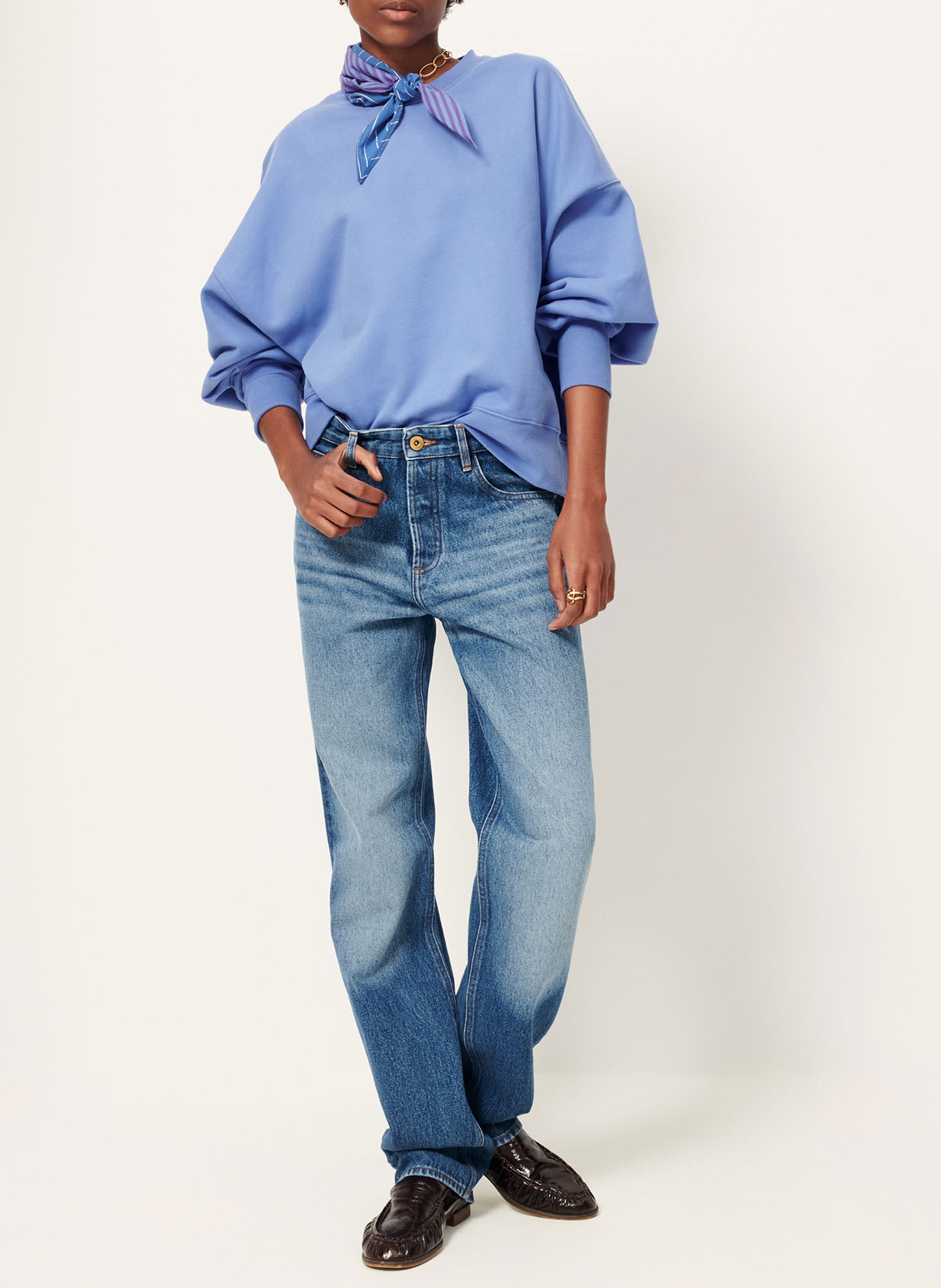 Oversized short cotton sweatshirt SESSUN Blue