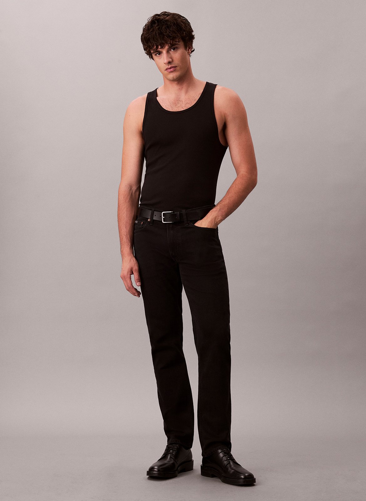 Jean droit en coton mélangé CALVIN KLEIN Noir