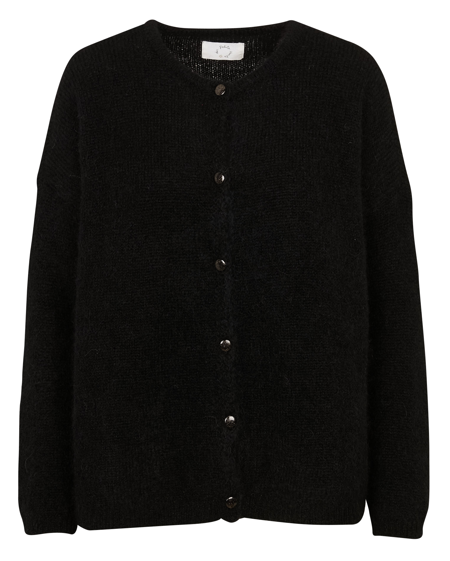 Round-neck mixed-knit cardigan DES PETITS HAUTS Black