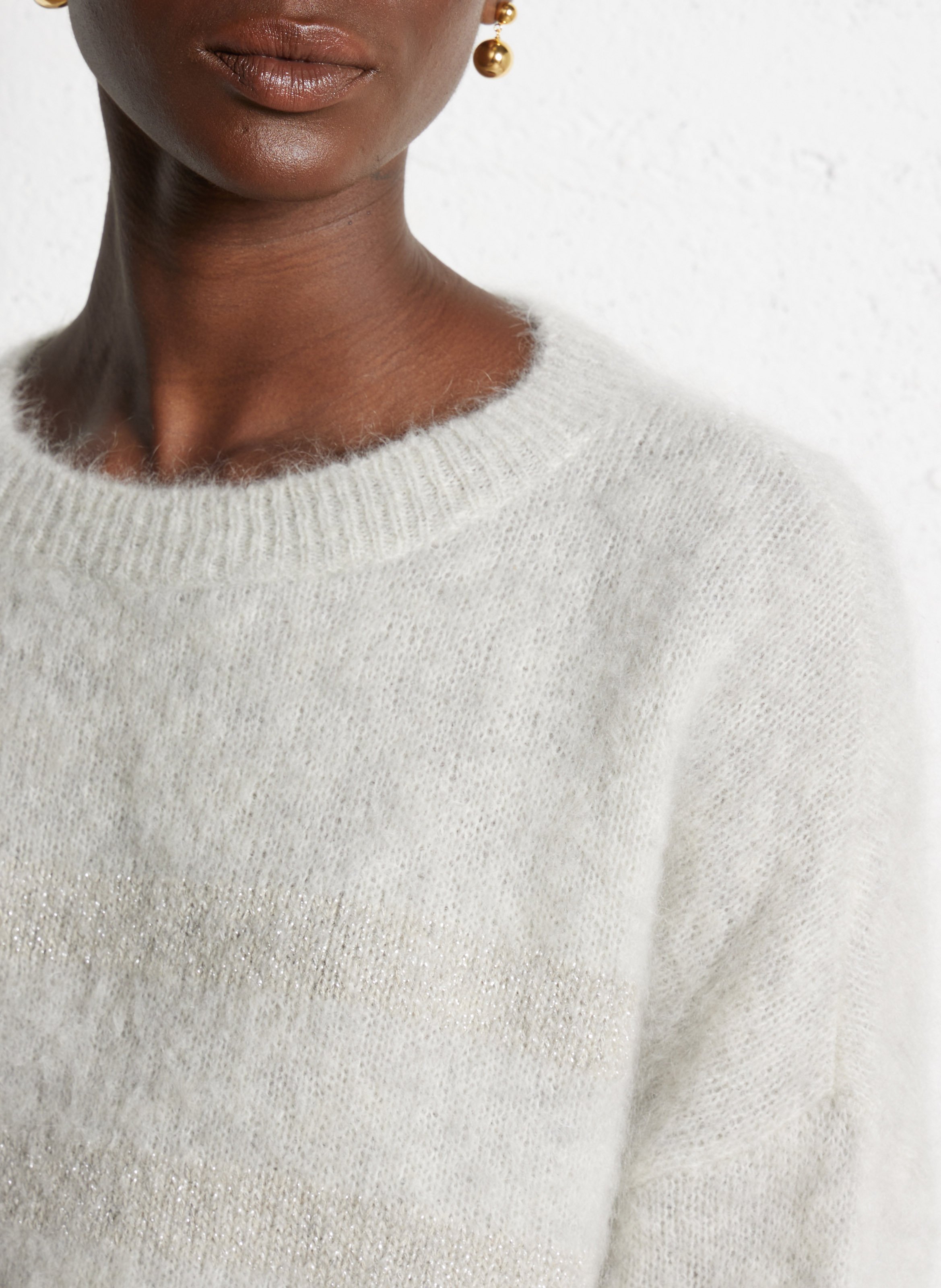 Wool-blend loose-fit striped sweater DES PETITS HAUTS Grey