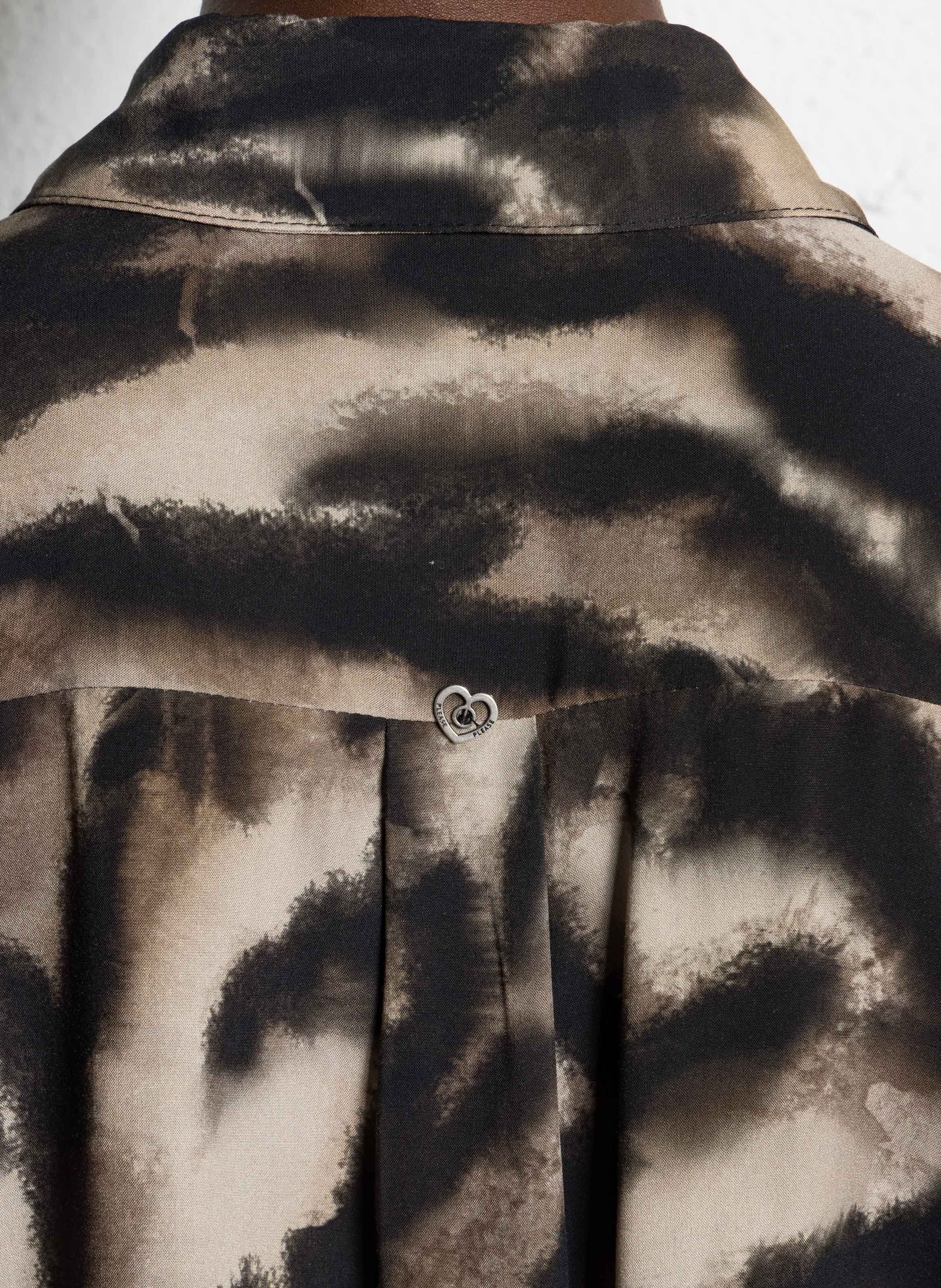 Chemise oversize col classique fluide PLEASE Beige