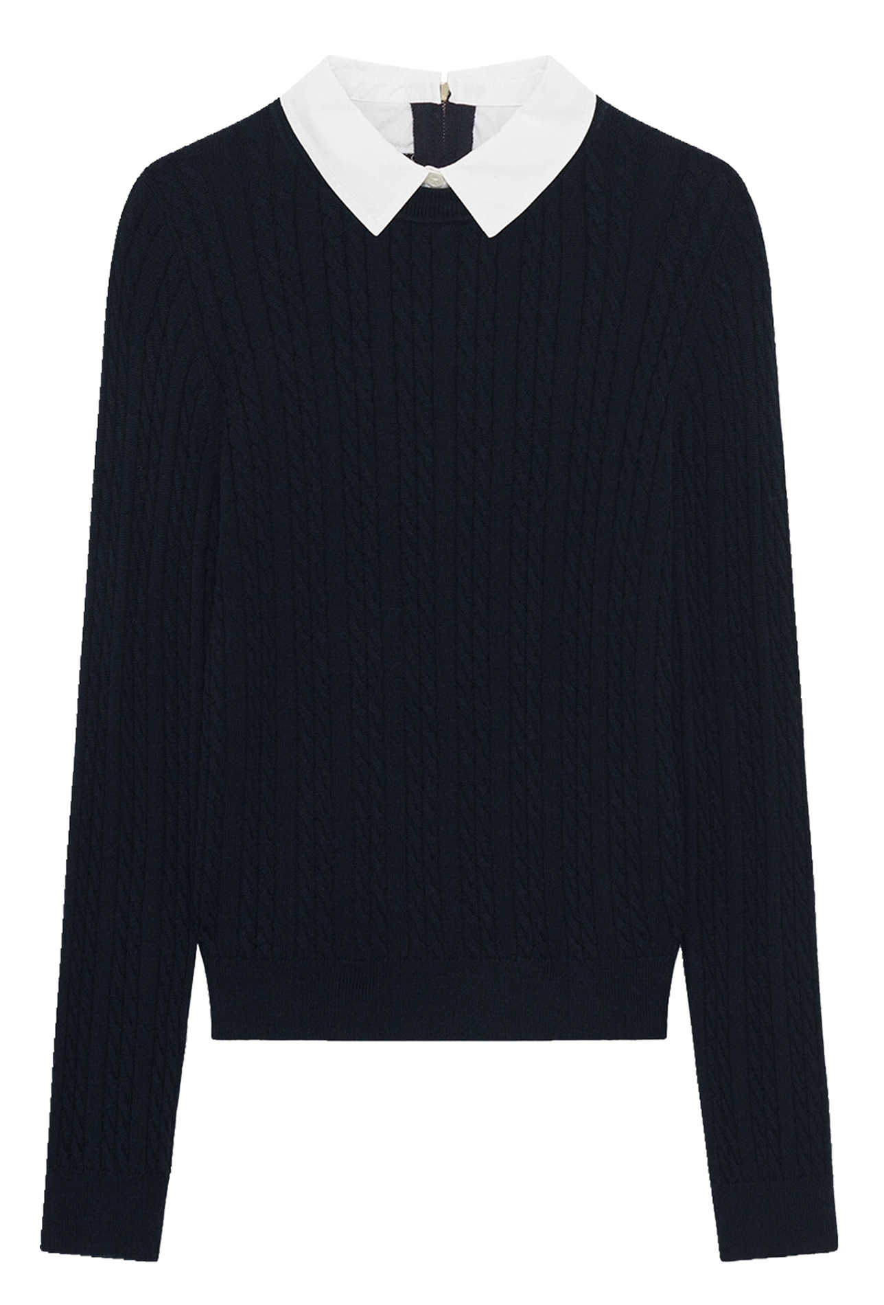 Pull ajusté col classique en laine mélangée CAROLL Bleu