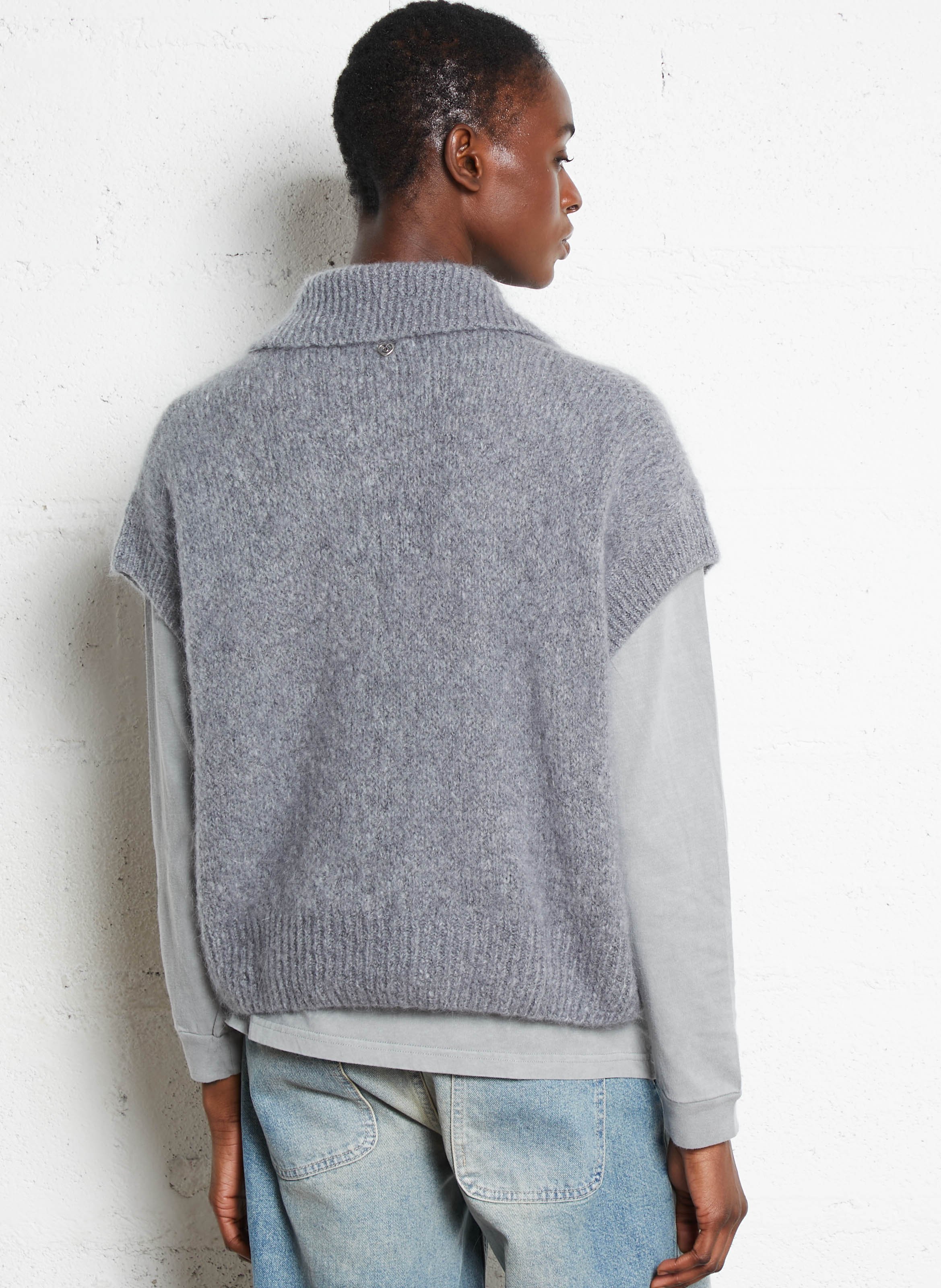 Gilet col classique ample PLEASE Gris