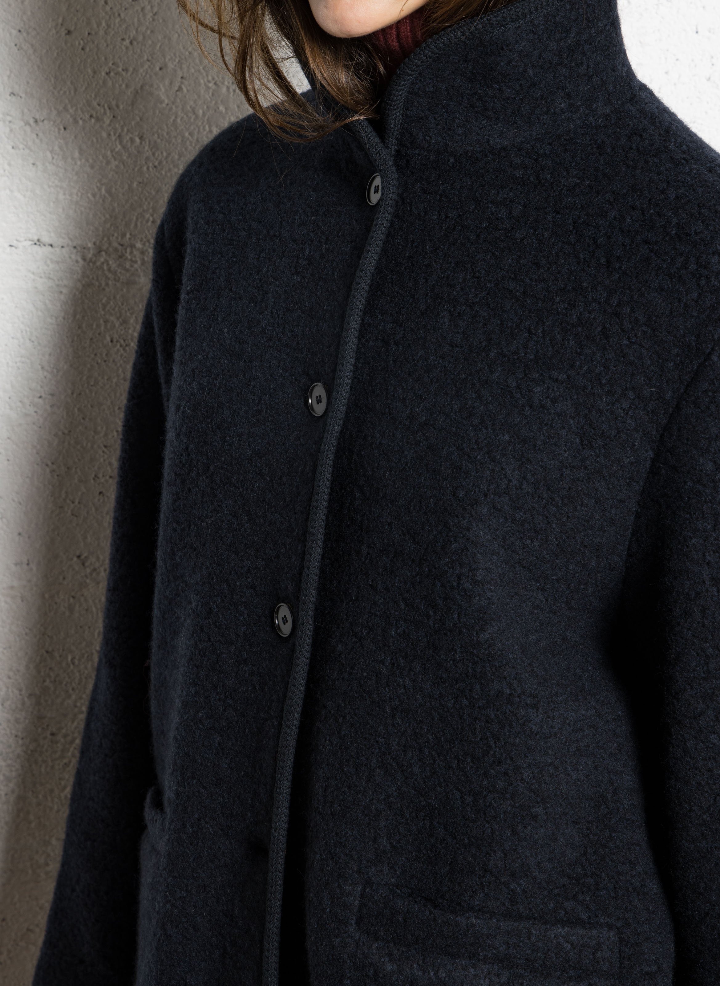 Jas met opstaande kraag - wolblend RUE DE TOKYO Blauw