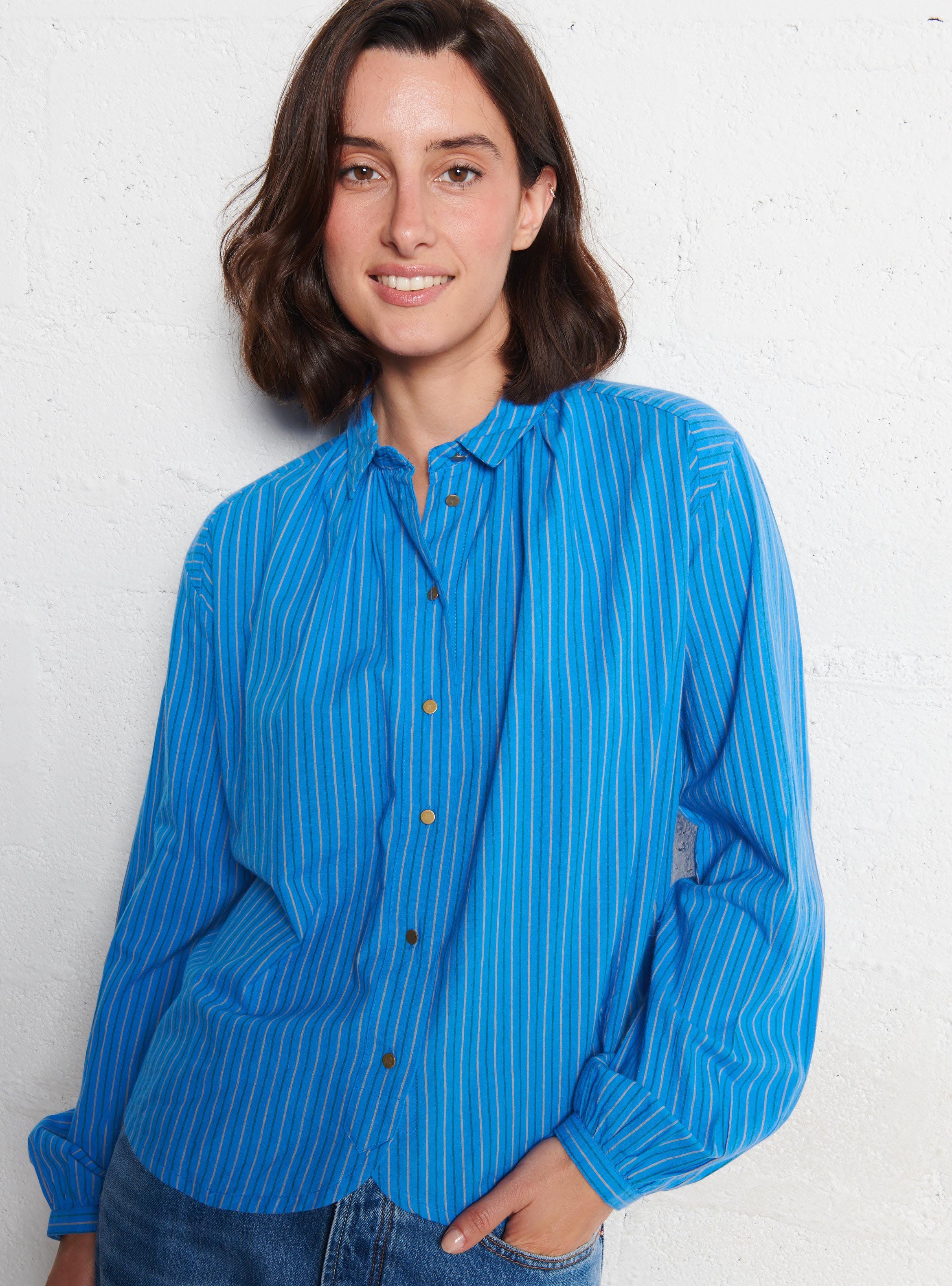 Oversized organic cotton shirt LEON & HARPER Blue