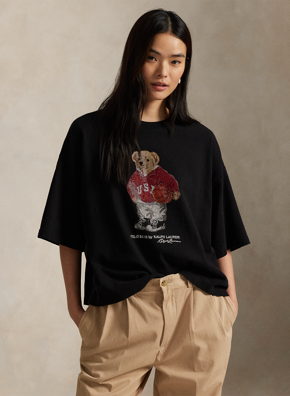 Tee-shirt col rond en coton POLO RALPH LAUREN Noir