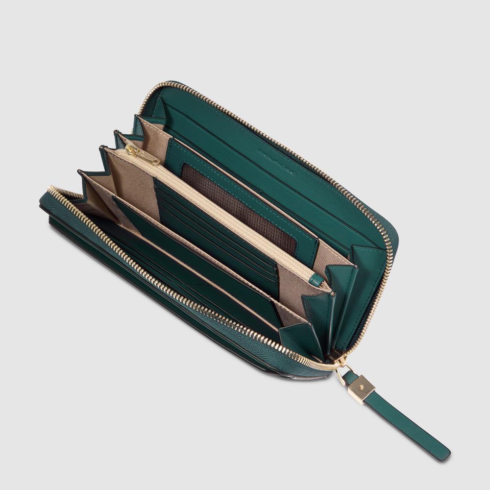 Women's zip-around wallet with four compartments PIQUADRO Blue