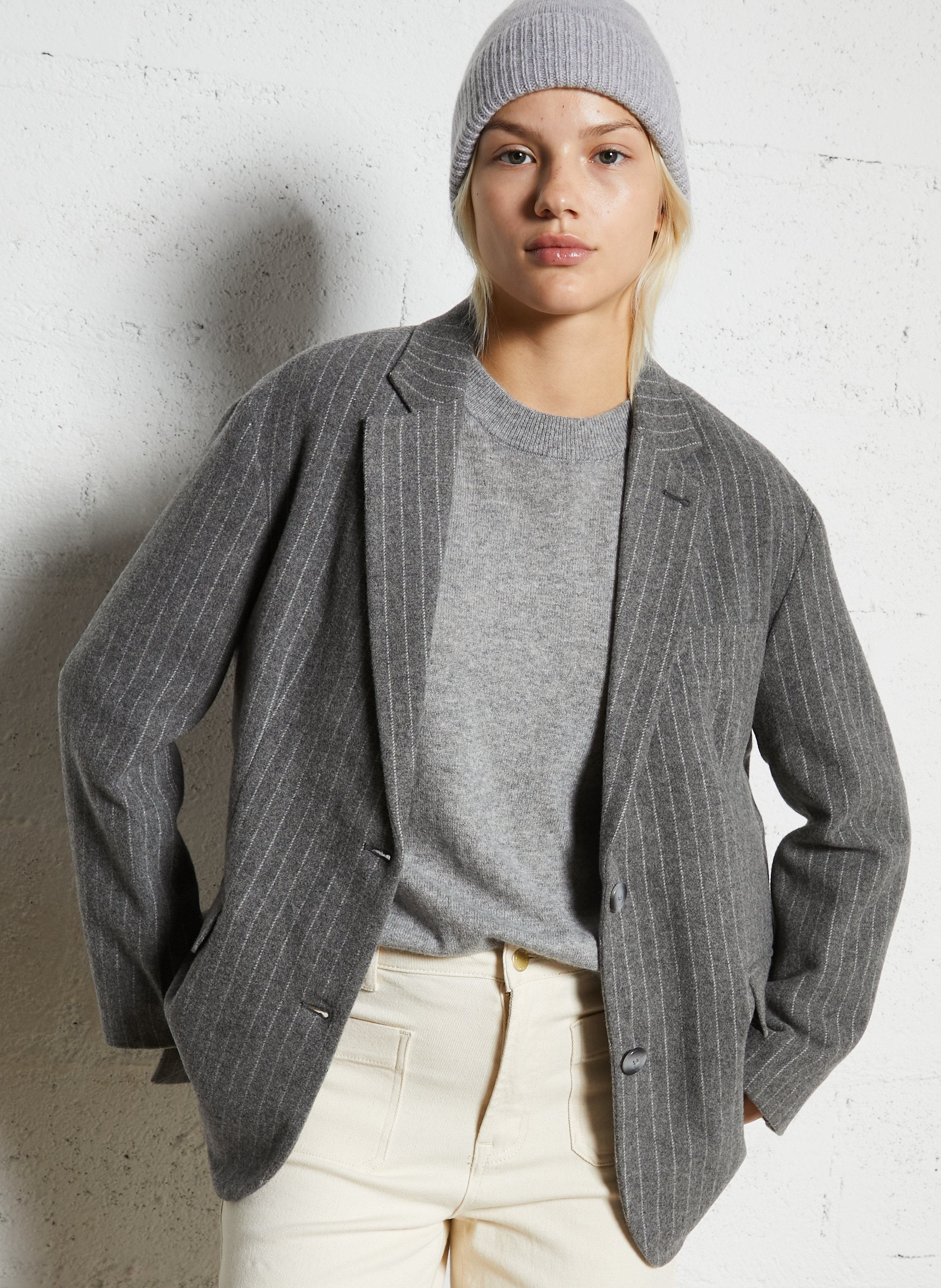 Striped wool blend blazer HOD PARIS Grey