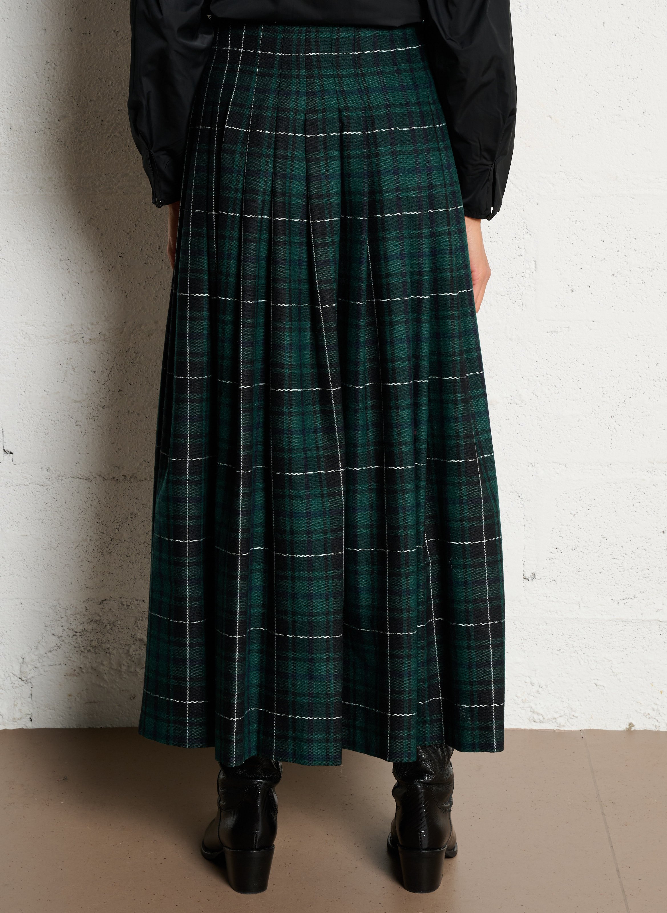 Lange, geruite rok IKKS Groen