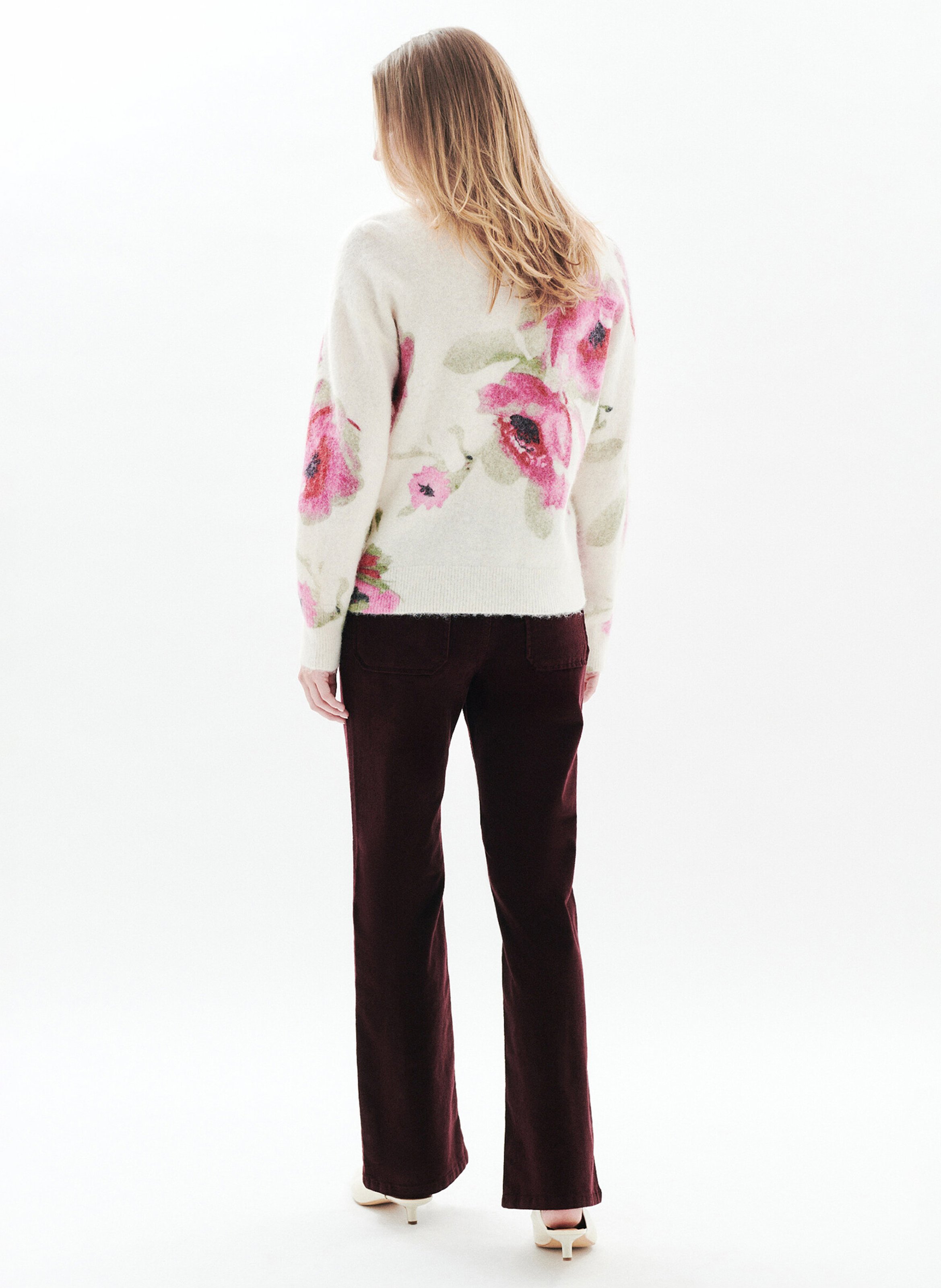 Round-neck wool-blend straight-cut sweater CAROLL Beige