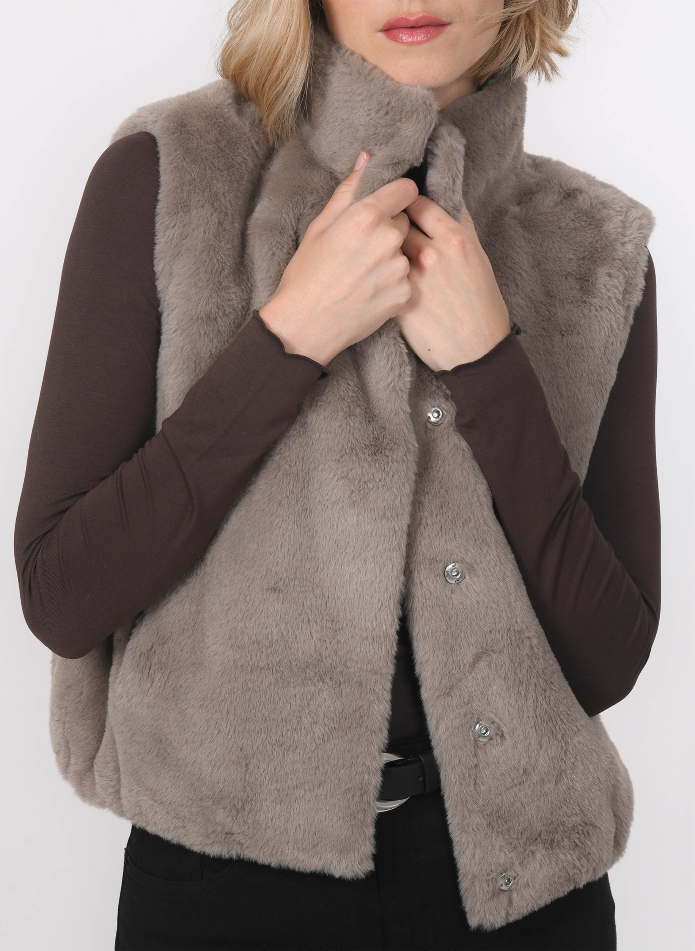 Veste col montant effet fourrure  KOOKAI Marron