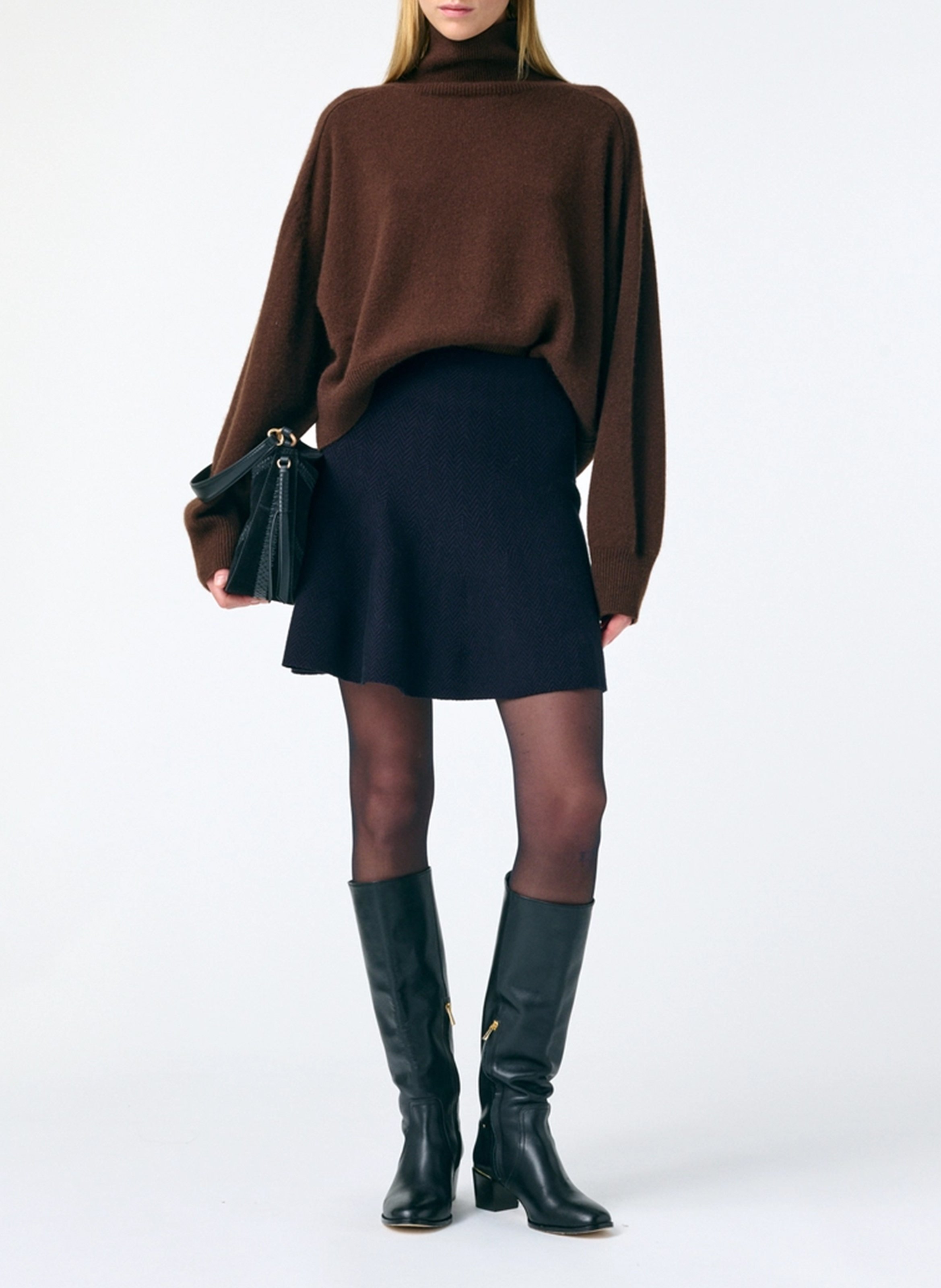 Pull col montant en cachemire VANESSA BRUNO Marron