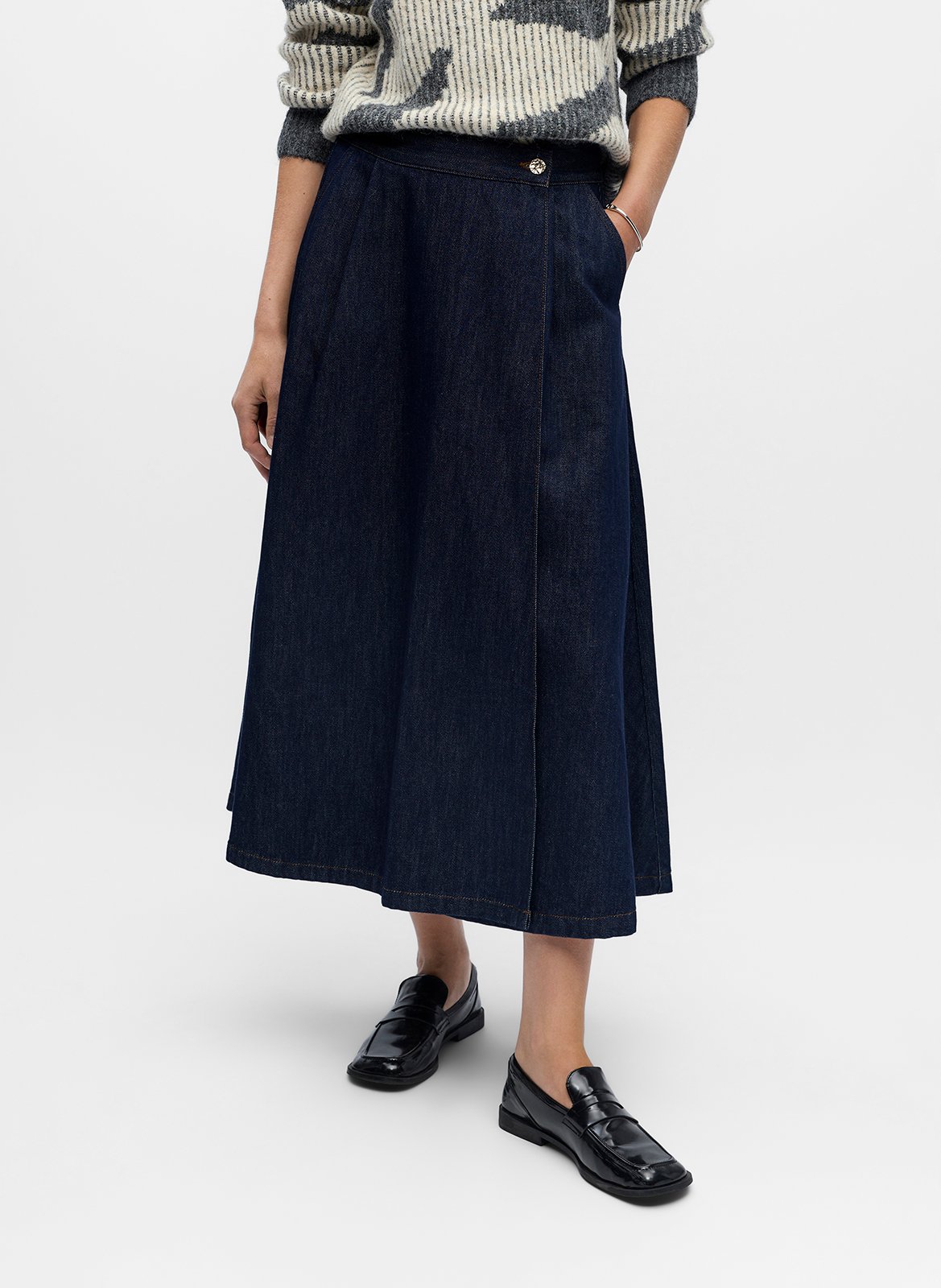 Jupe longue ample en denim brut OBJECT Bleu