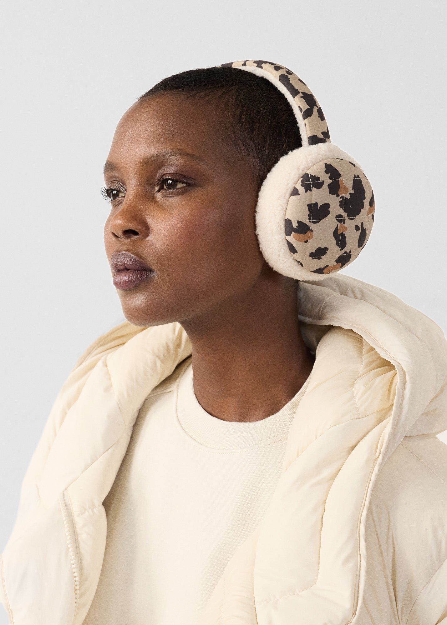 Fuzzy Print Ear Muffs JOTT Brown