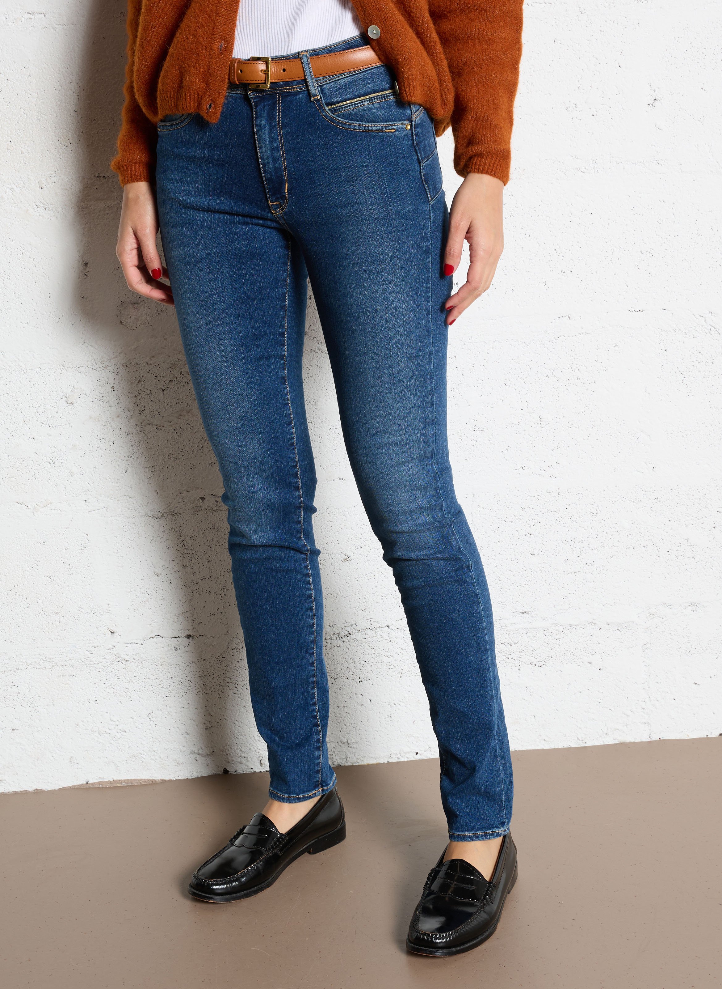 Jean slim taille mi-haute LE TEMPS DES CERISES Bleu