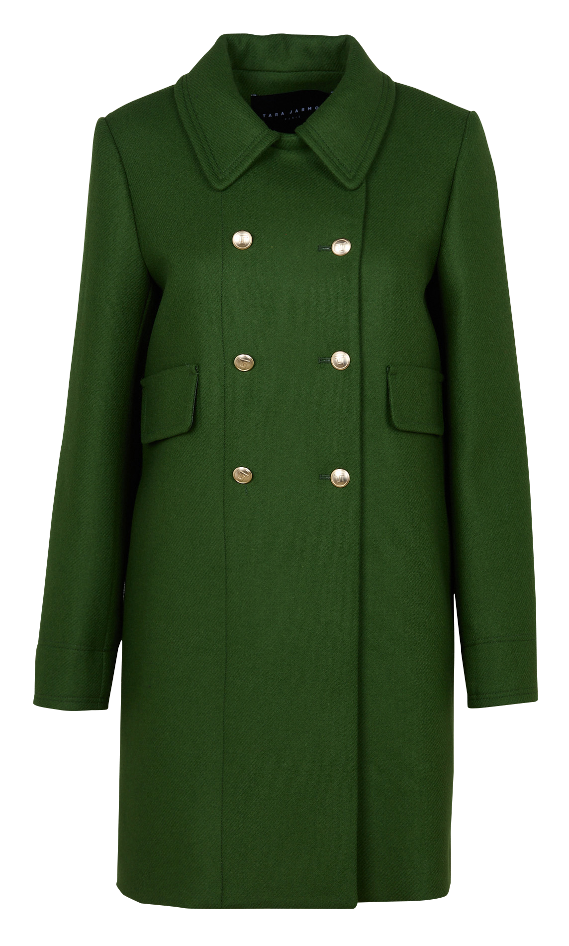 Cappotto dritto collo classico in misto lana TARA JARMON Verde
