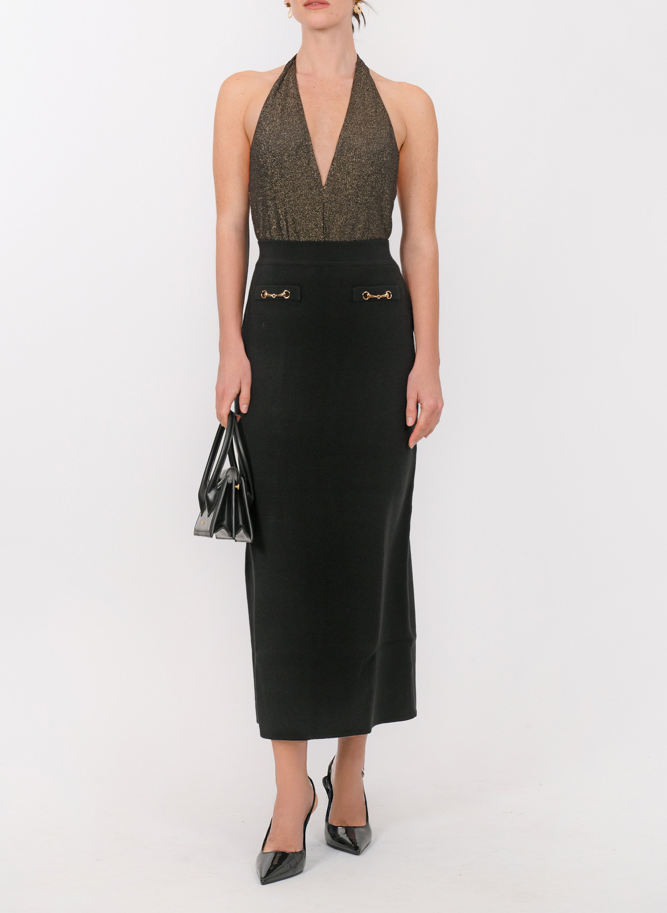 Jupe longue en maille KOOKAI Noir