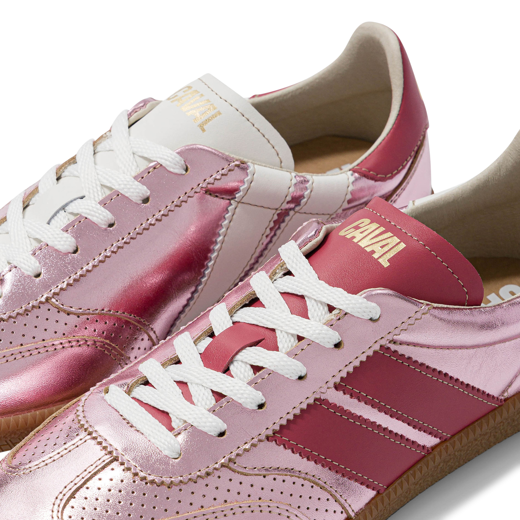 Low metallic leather trainers CAVAL Pink