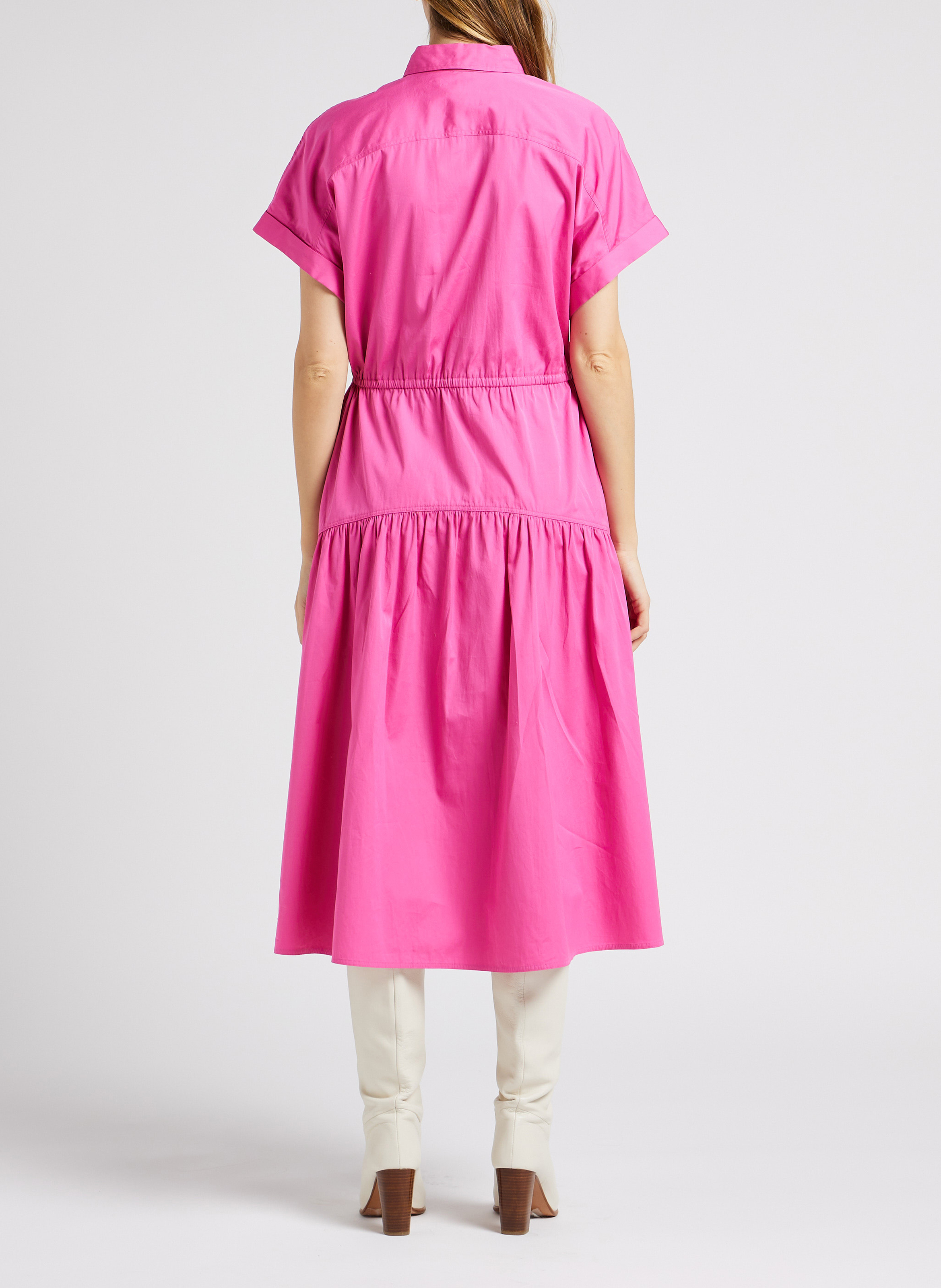 Lange, katoenen jurk met klassieke kraag POLO RALPH LAUREN Roze