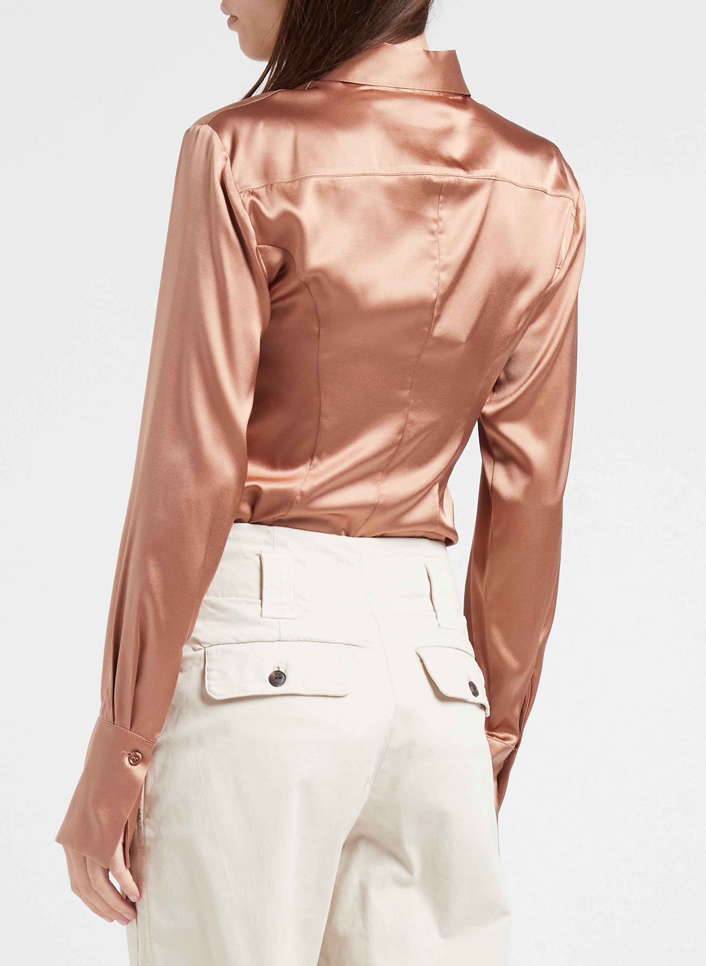 Licht glanzende, zijden stretchblouse PINKO Bruin