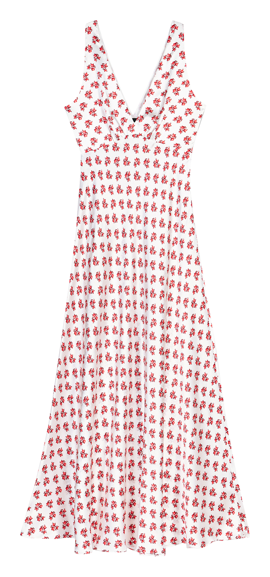 Lange uitlopende zijden jurk MAJE Rood