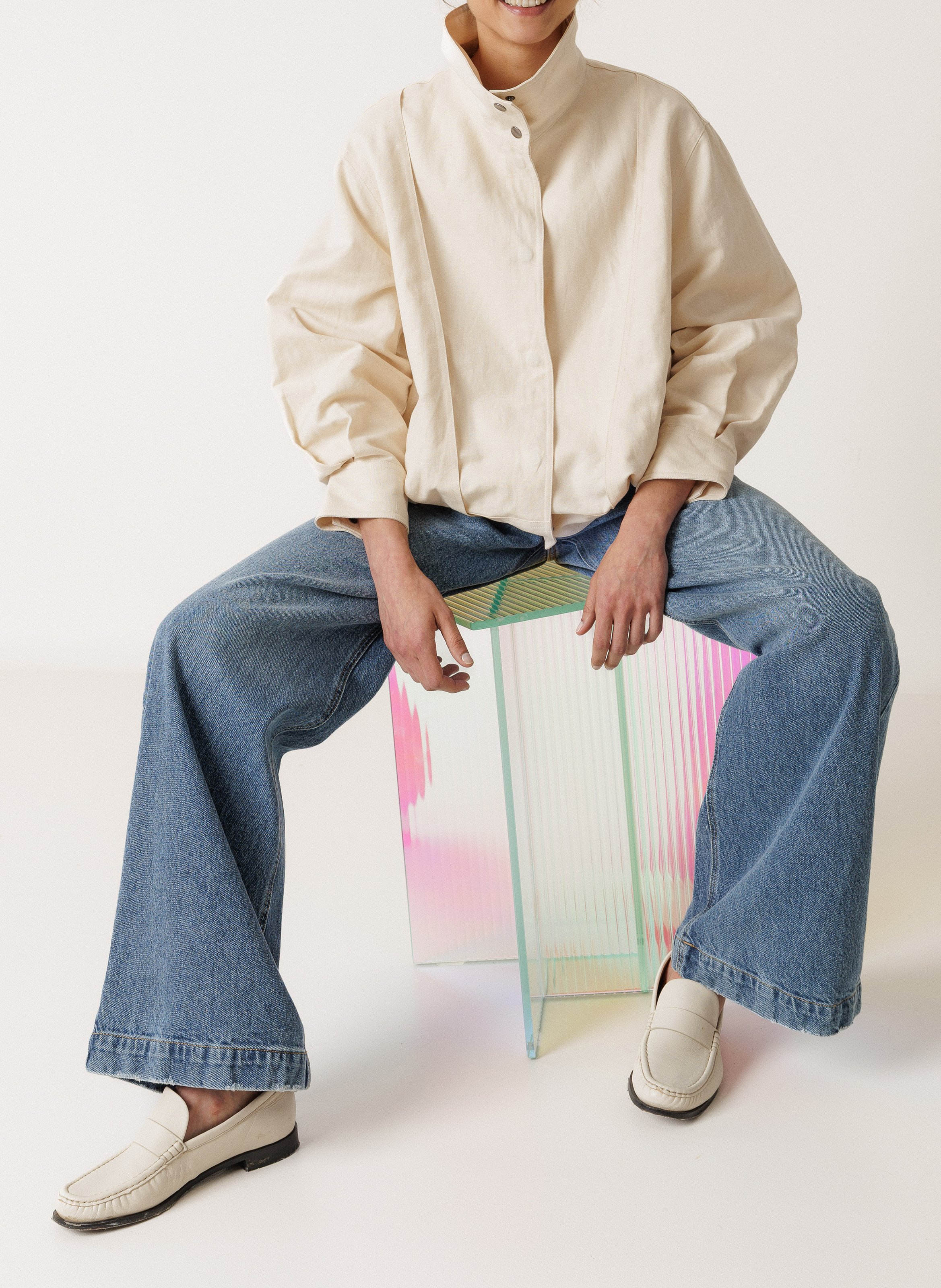 Veste oversize col montant unie INDI & COLD Gris