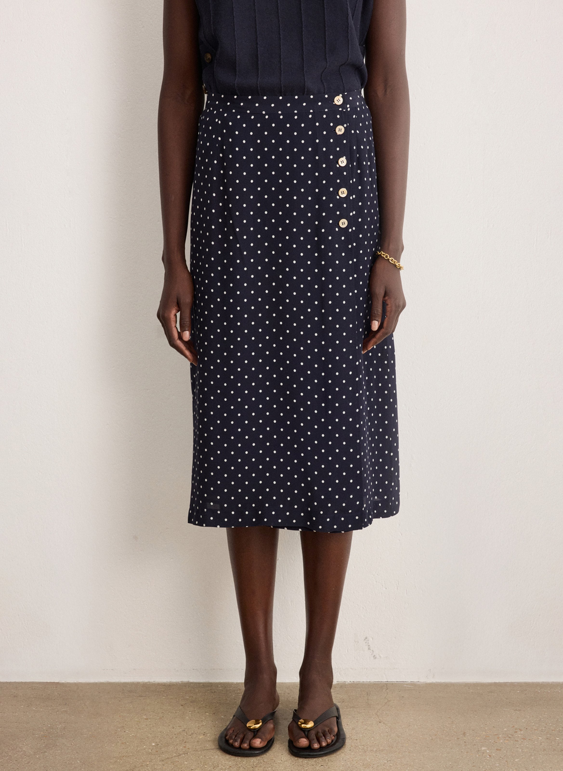 Jupe midi à pois PABLO